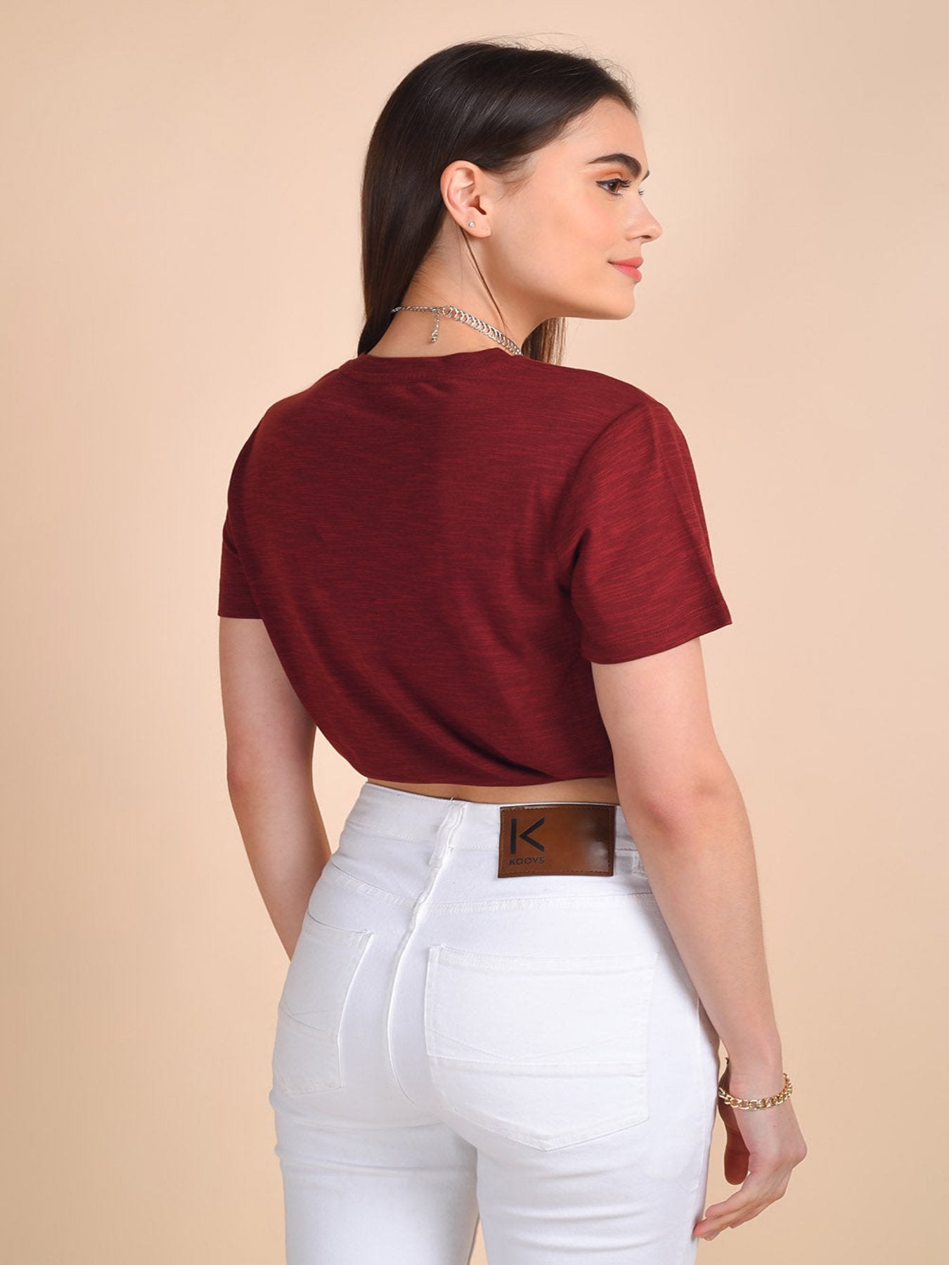 Maroon Pisces Zodiac Printed Crop Top