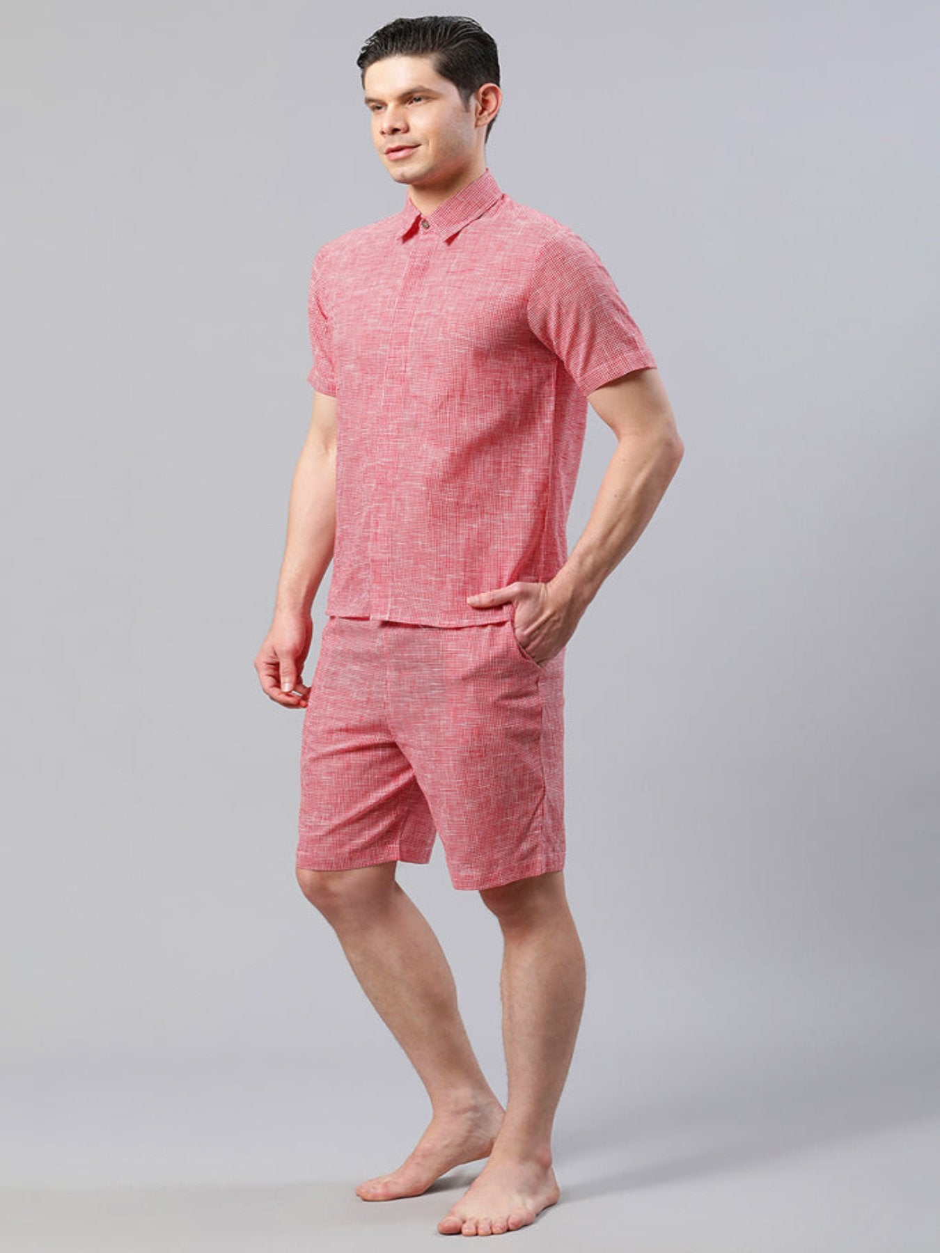 Men Solid Pink Regular Fit Loungewear