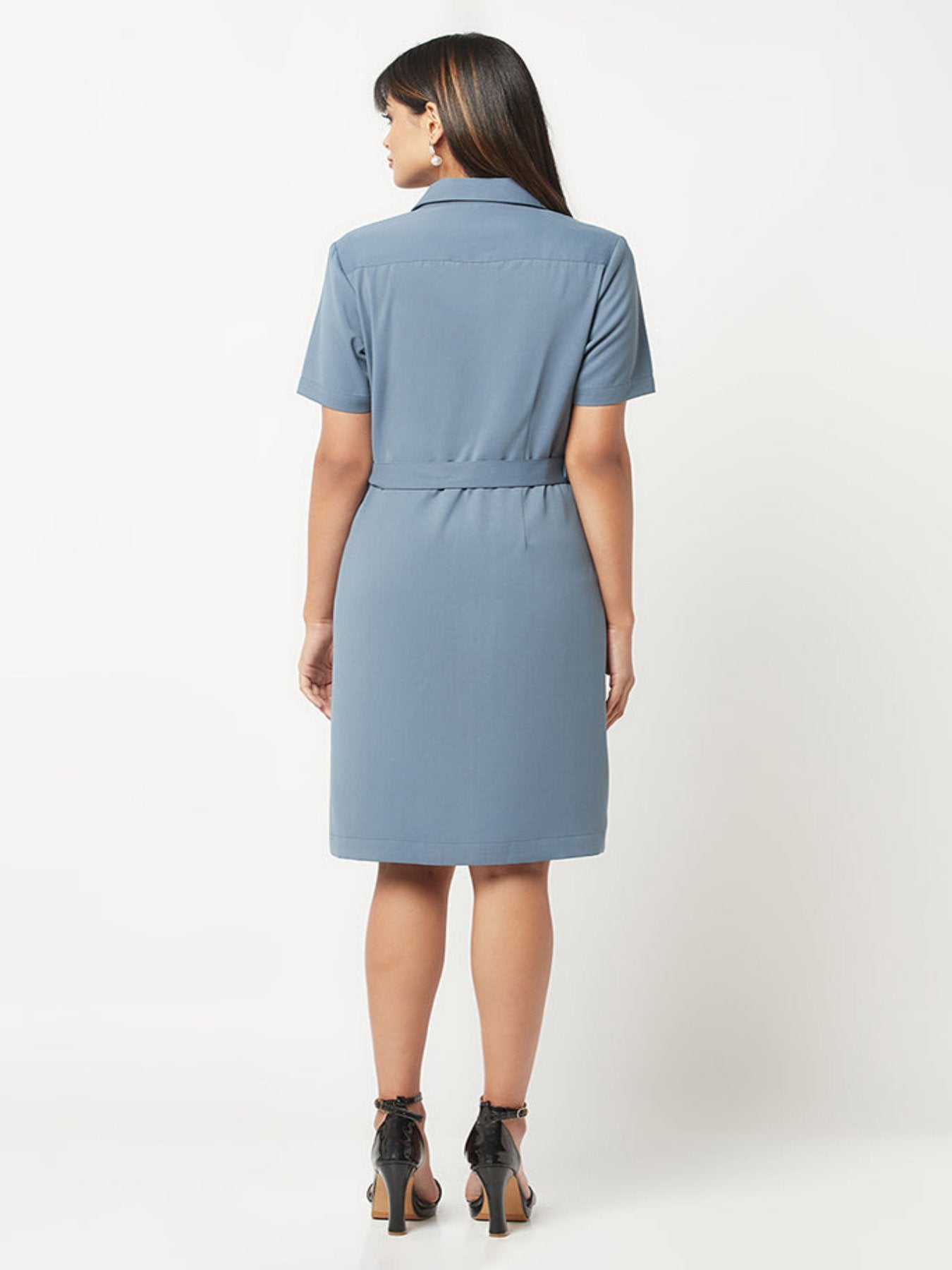 Smoke Blue Collar Dress