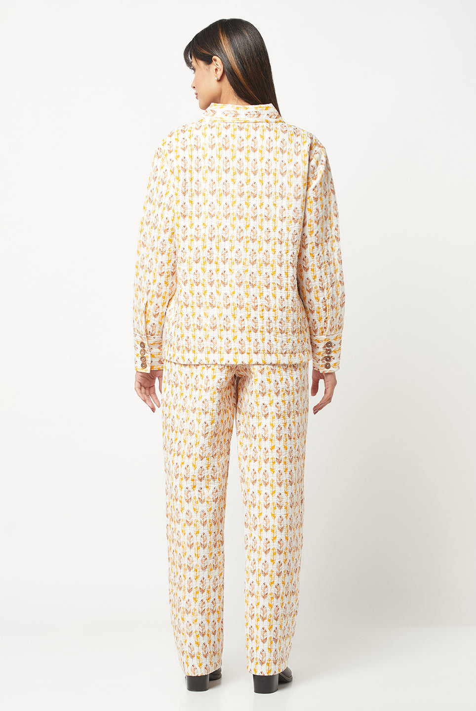 Yellow And White Quilted Co-ord Set