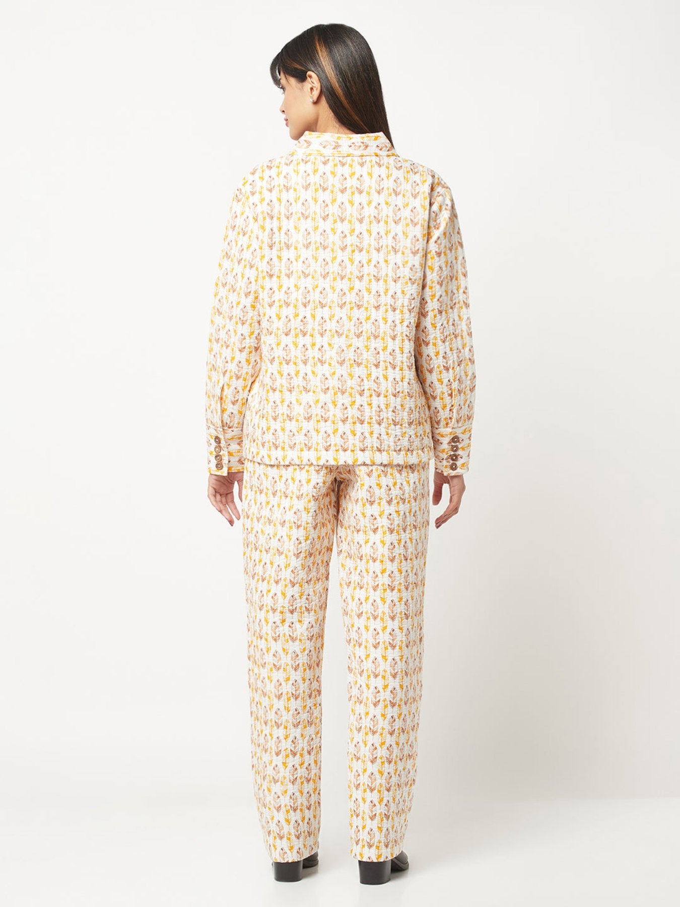 Yellow And White Quilted Co-ord Set