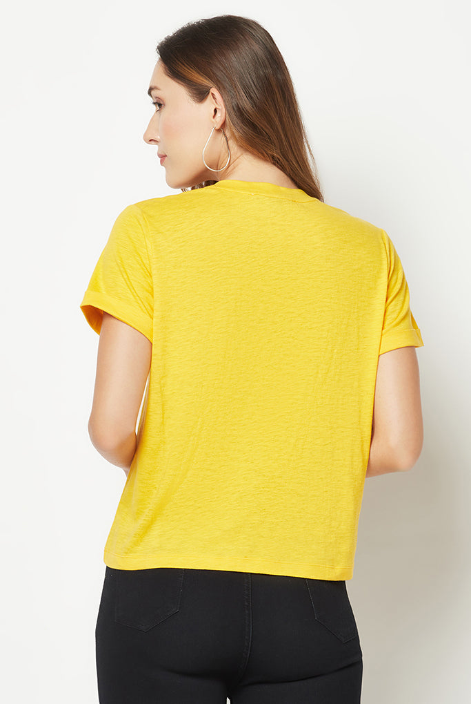 Yellow embroidered t-shirt