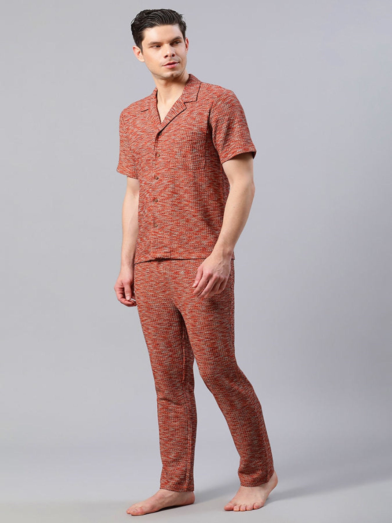 Men Coral Regular Fit Co-ord Set