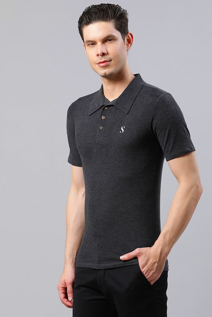 Charcoal Grey Solid T-Shirt