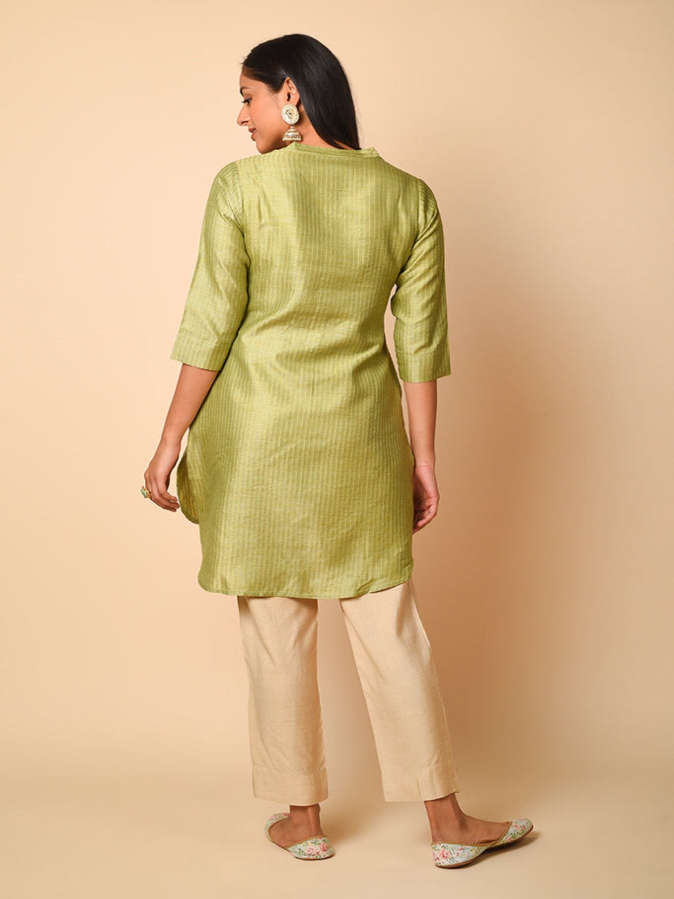 Sleek Green High-Low Kurta Set