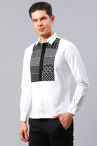Cotton White Geometrical Embroidered Shirt