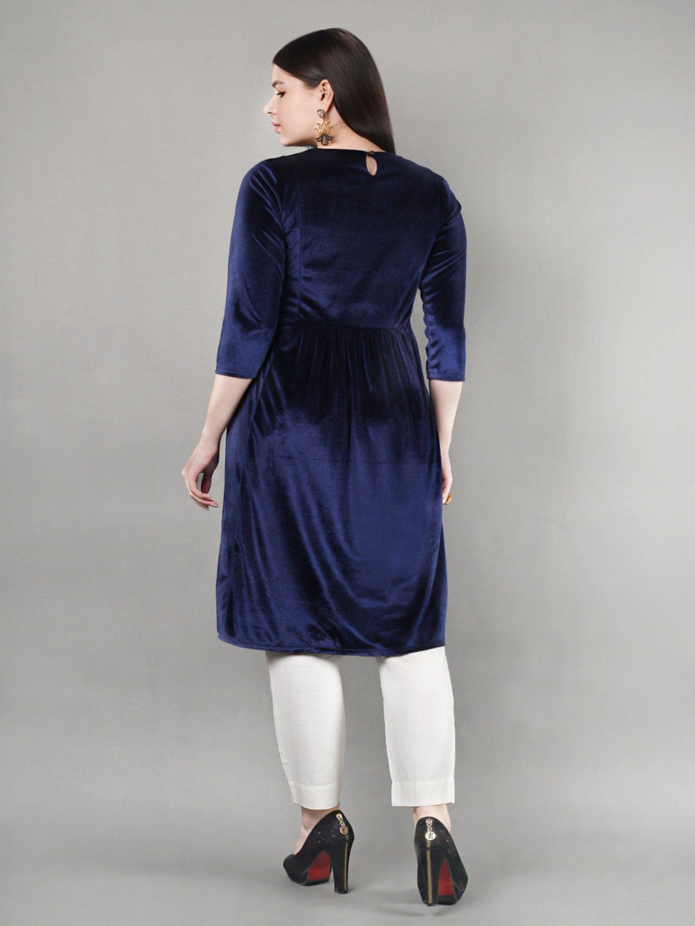 Royal Blue Velvet Kurta