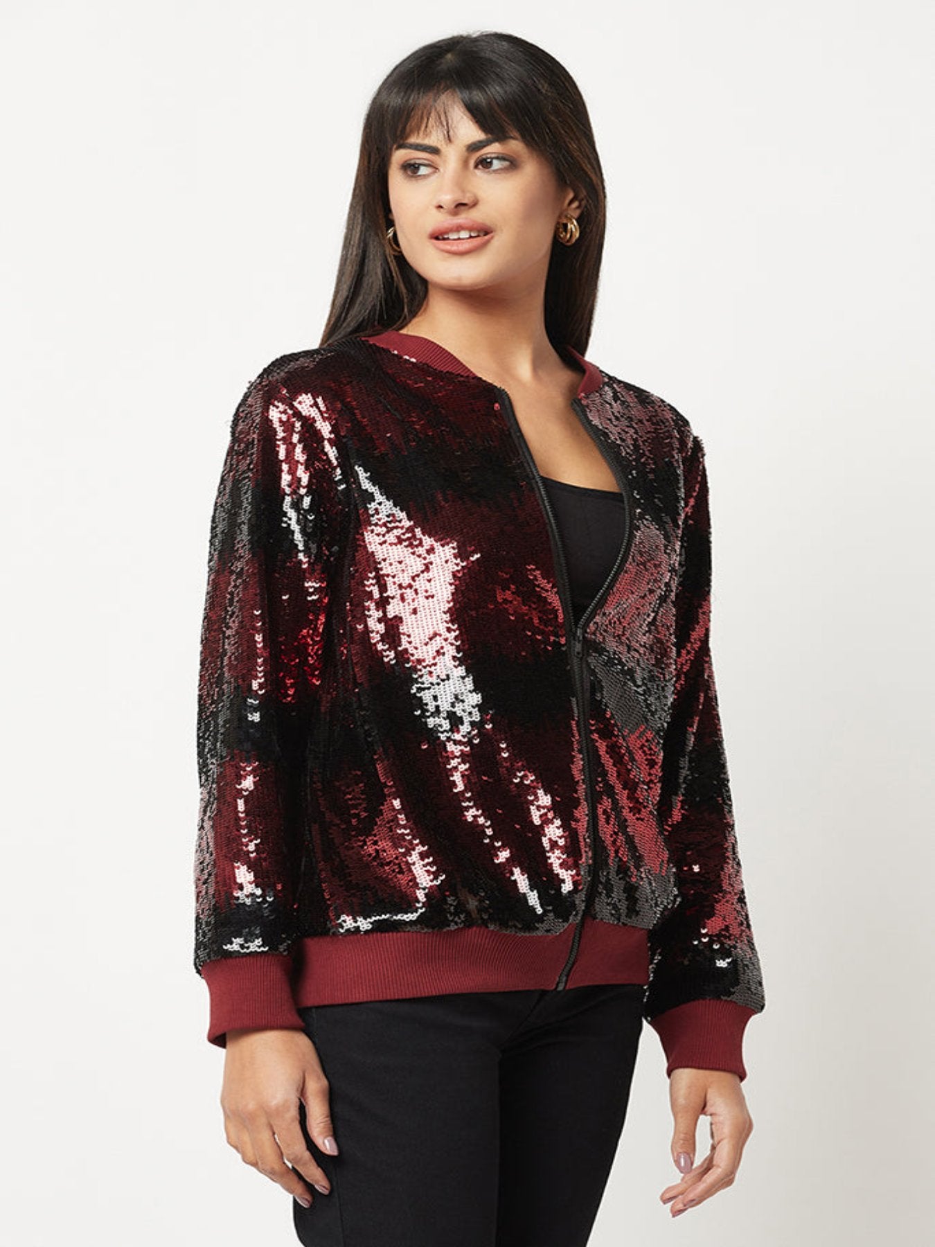 Red And Black Sequins Jacket