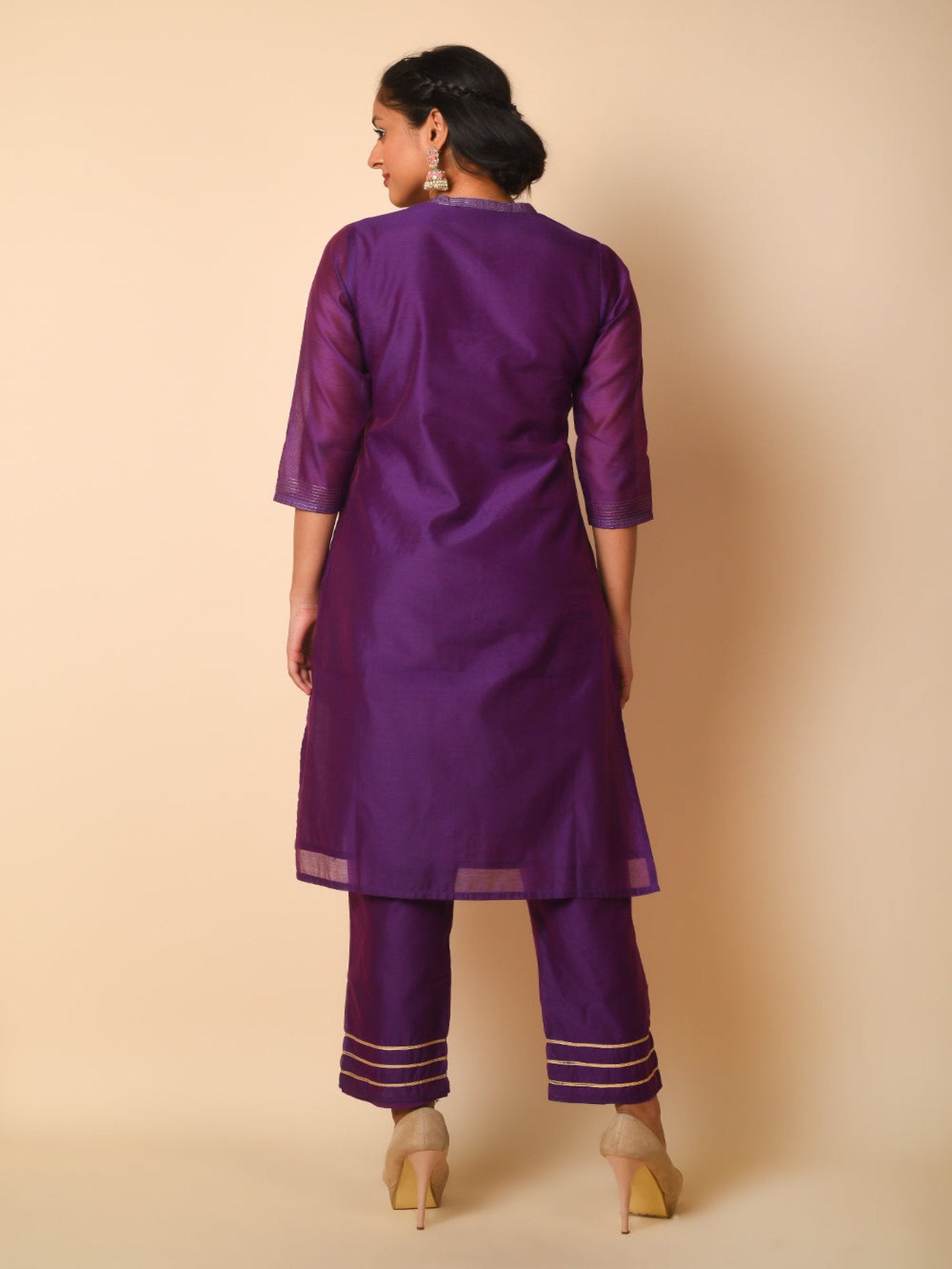 Wine Purple Kurta Set With Matching Dupatta