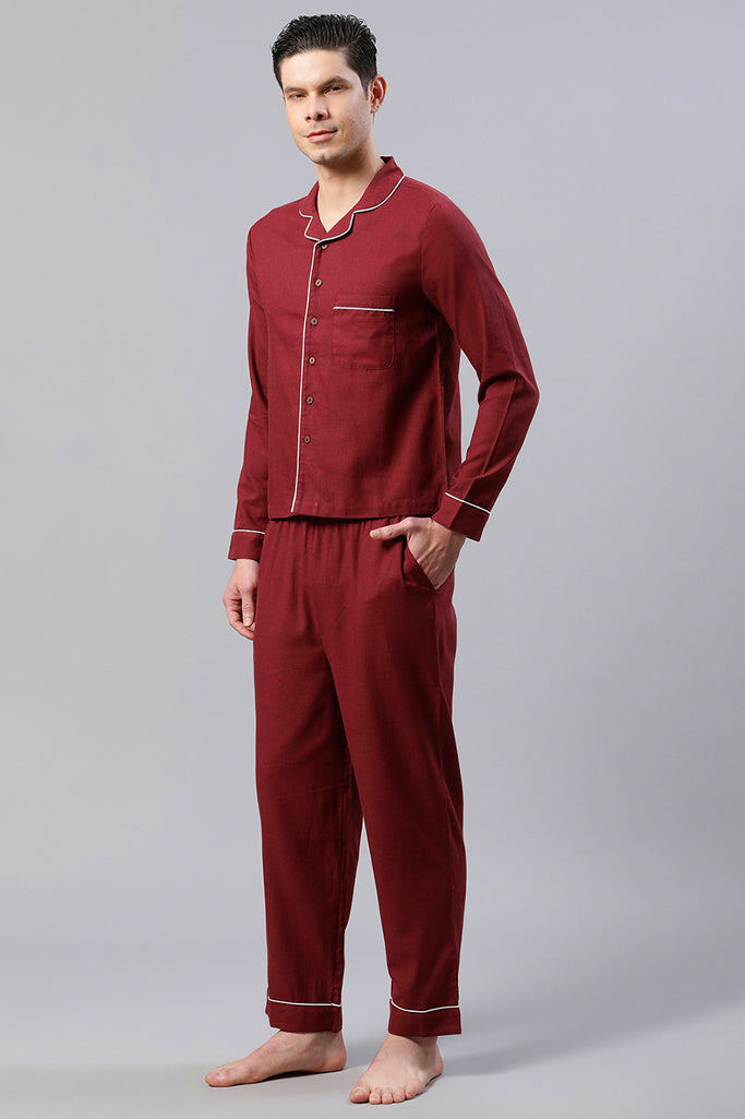 Maroon With Cord Detail Loungewear Set