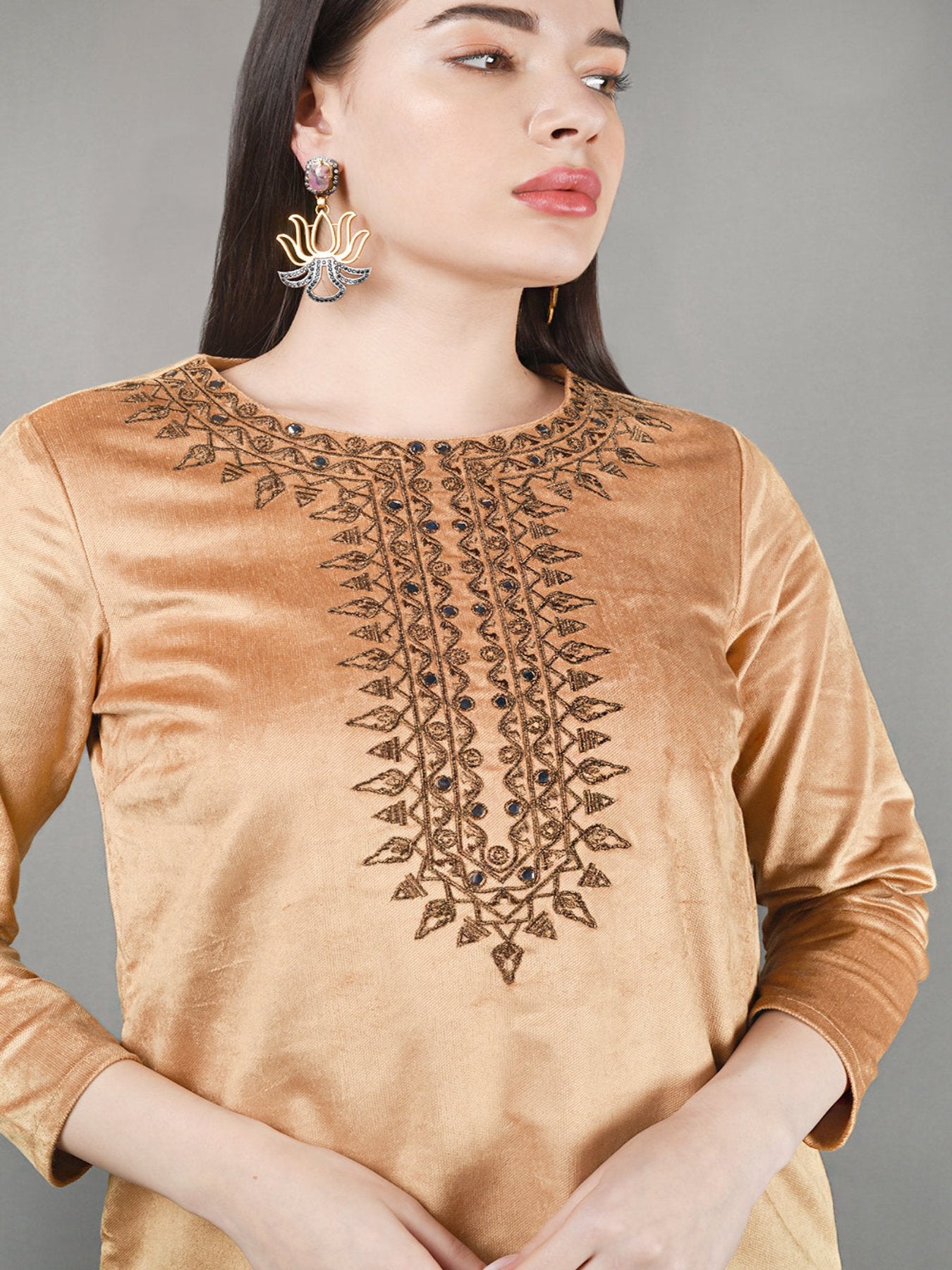 Bronze Velvet Kurta