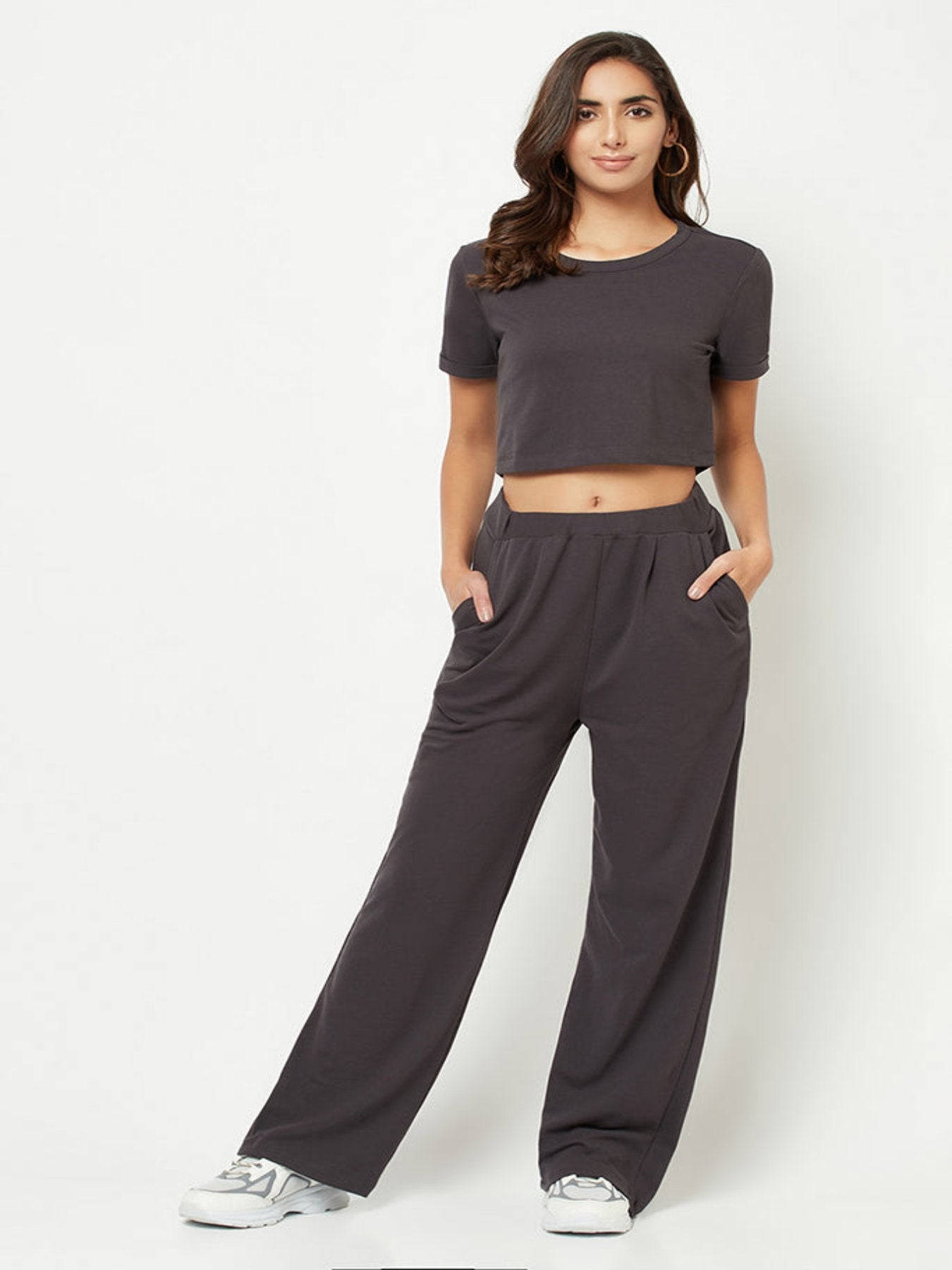 Grey Solid Co-ord Set