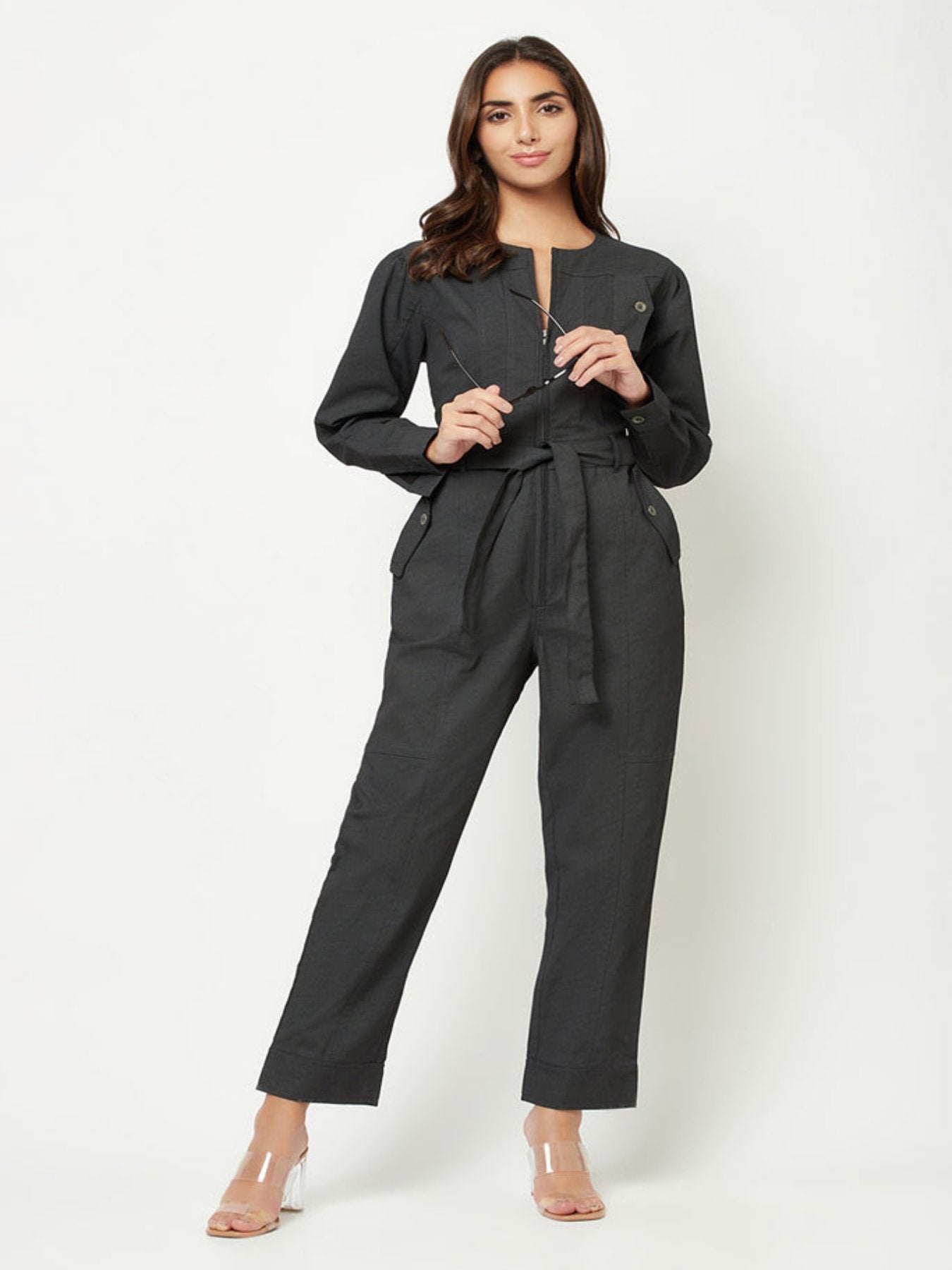 BLACK TXT JUMPSUIT