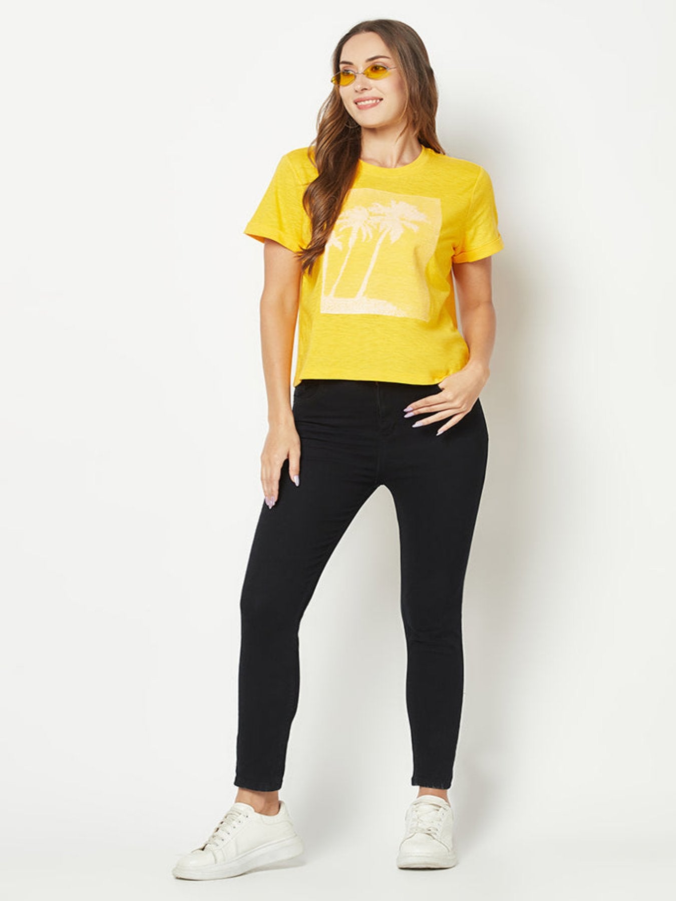 Yellow embroidered t-shirt