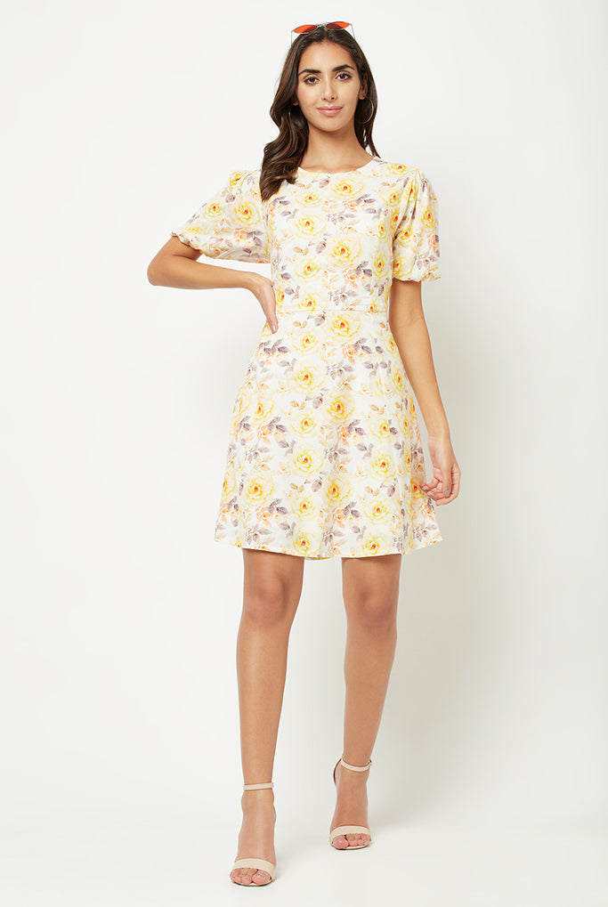 Blossoming  linen mini dress