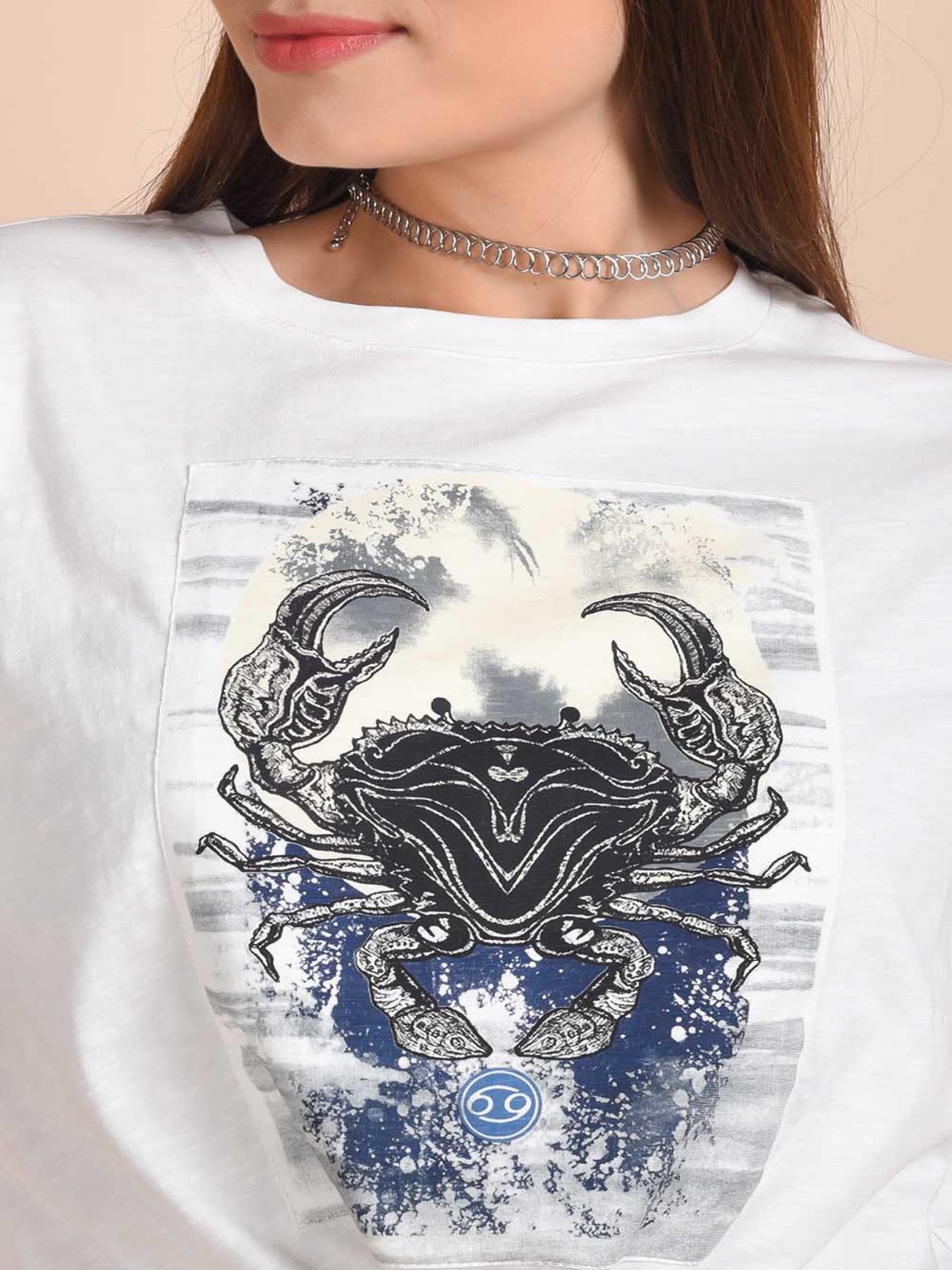 Pearl White Cancer Zodiac Tee