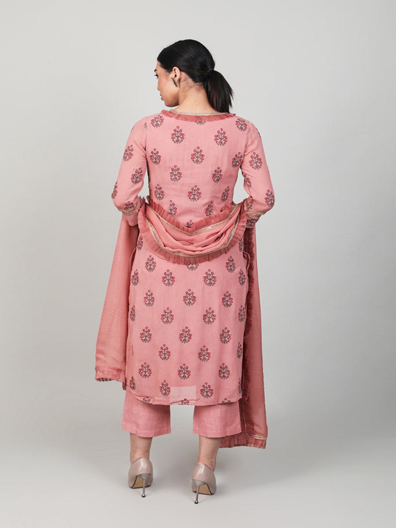 Ruffle Rosewood Kurta Set