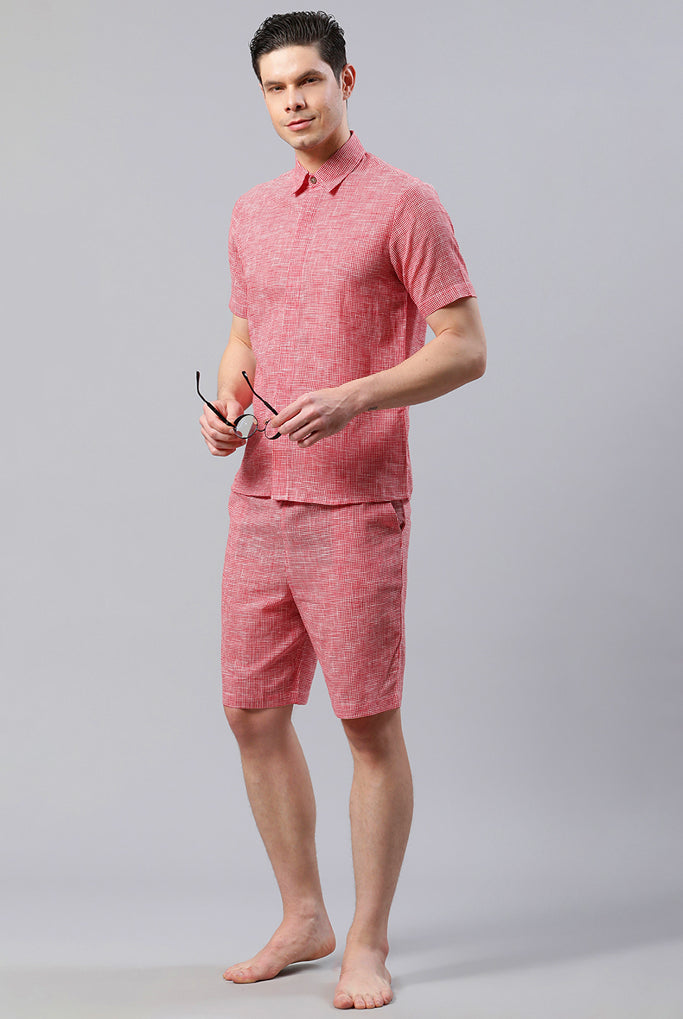 Men Solid Pink Regular Fit Loungewear