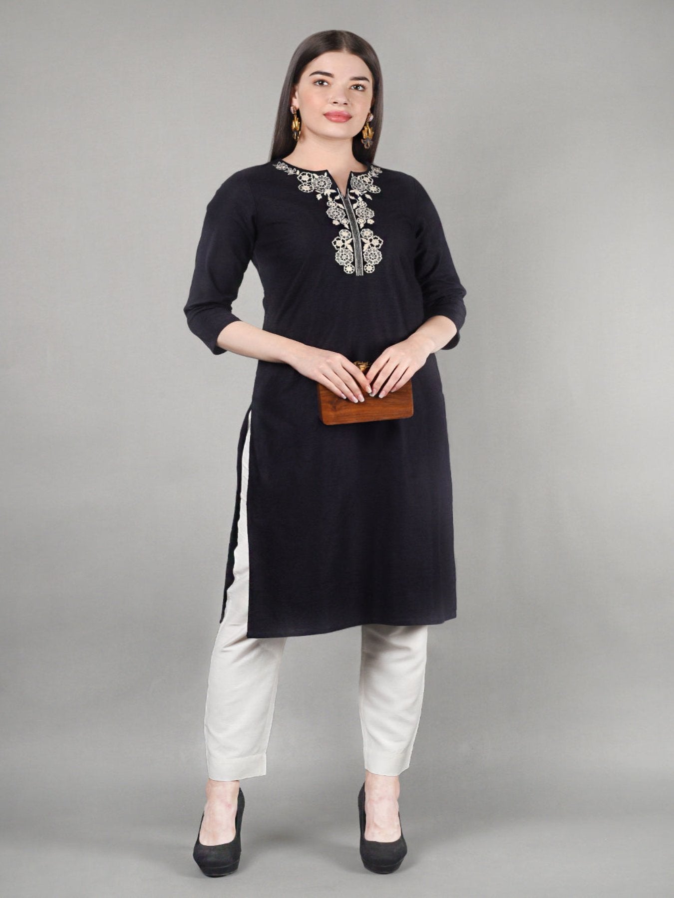 Cut Crew Neck Kurta