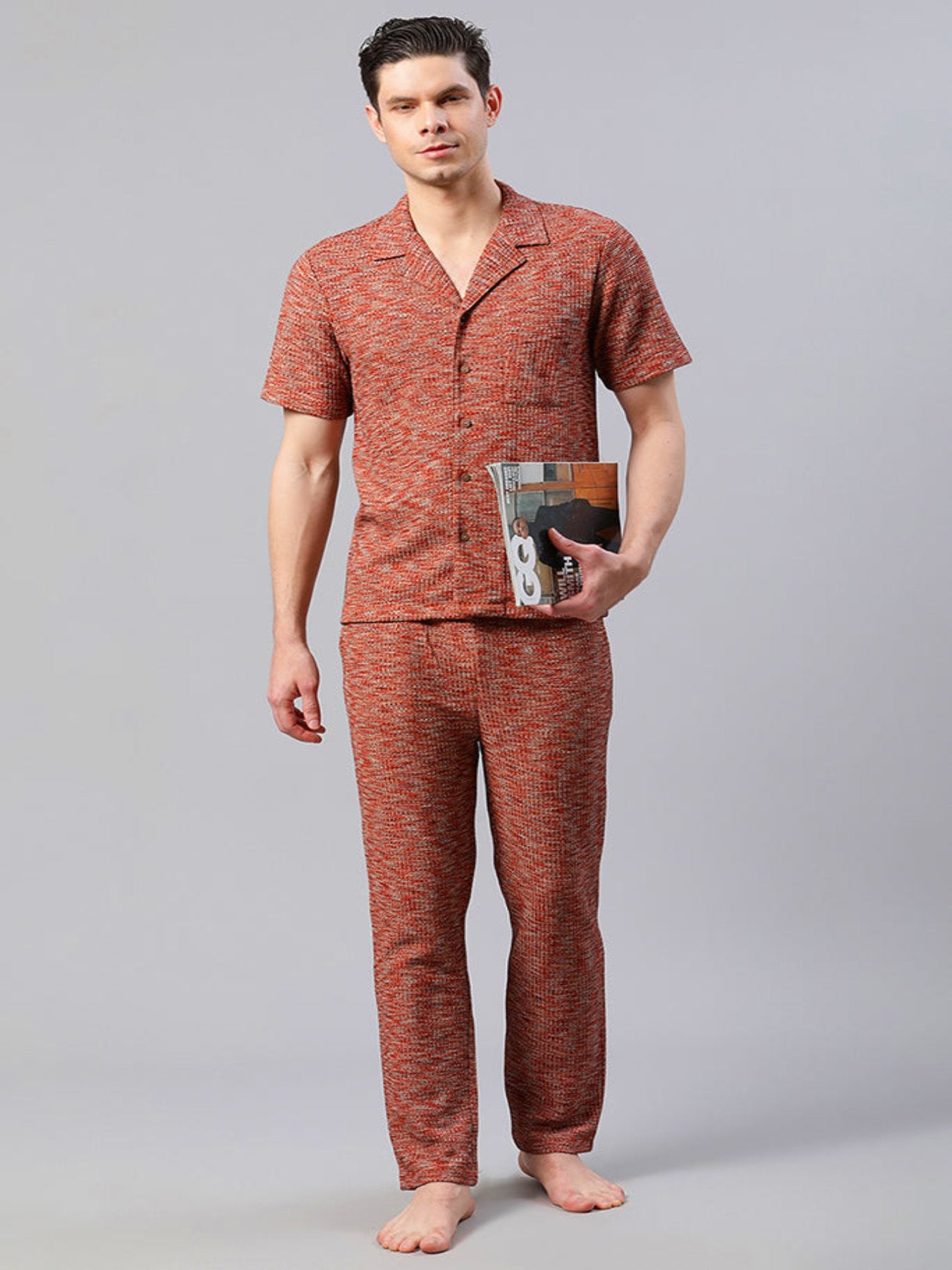 Men Coral Regular Fit Co-ord Set