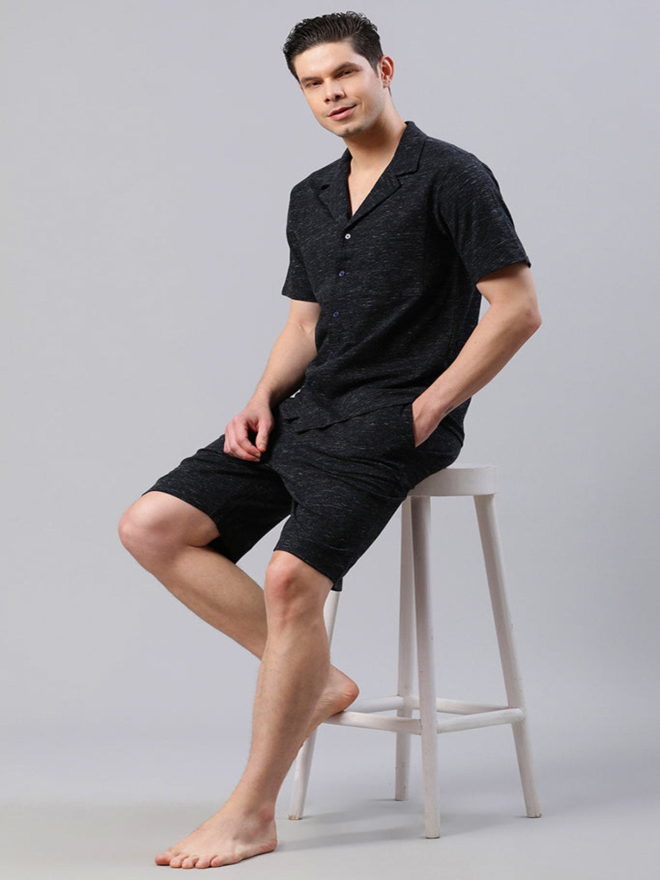 Black Solid Loungewear Set