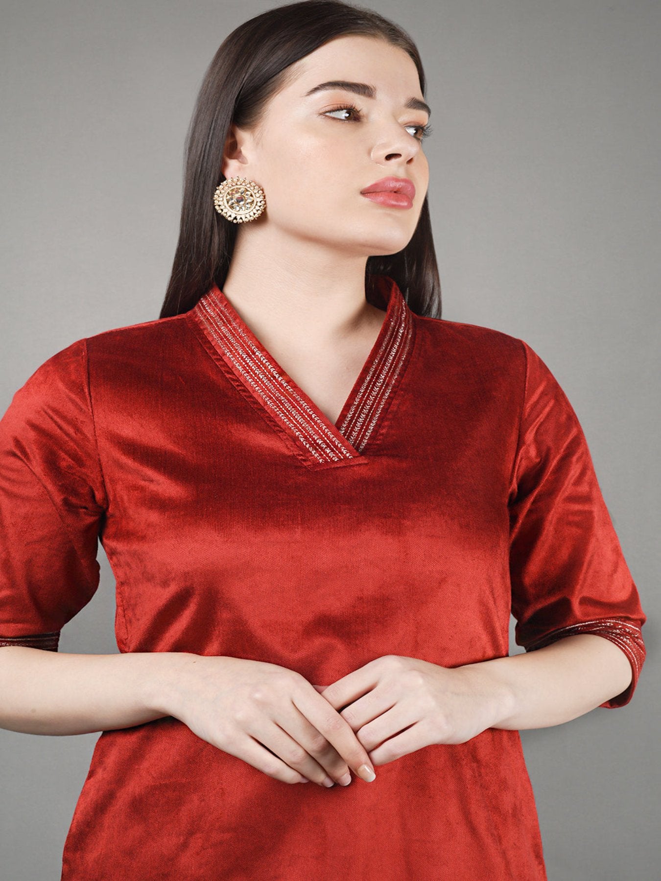 Linear Velvet Kurta