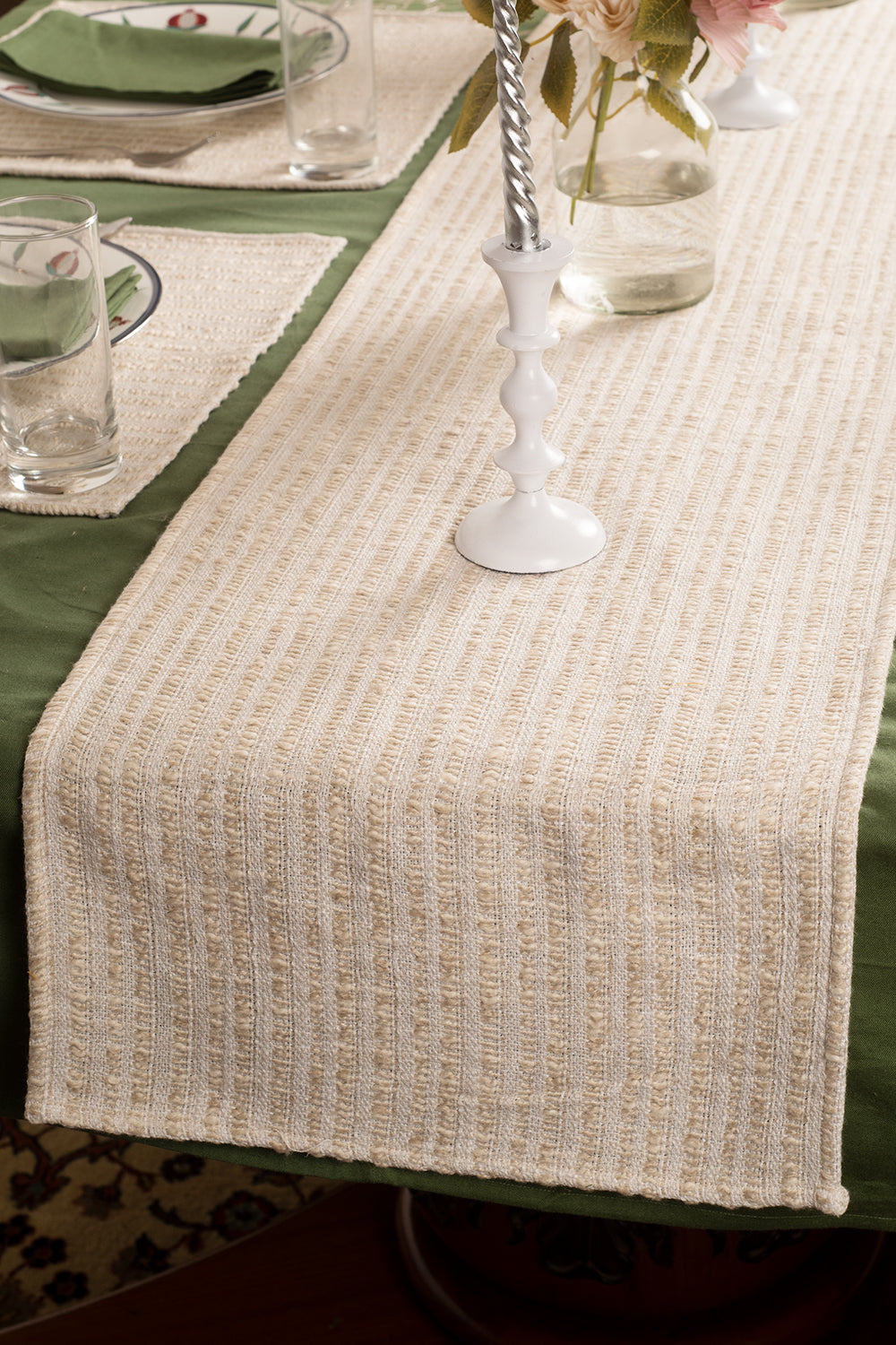 Coding Embroidery Table Linen (Pack of 22 Pieces | 10 Seater)