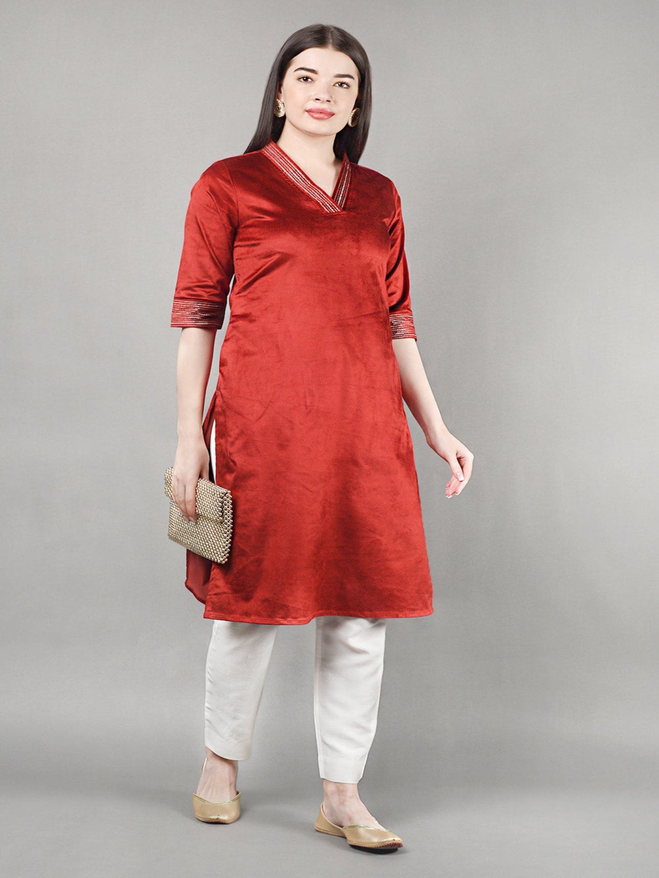 Linear Velvet Kurta