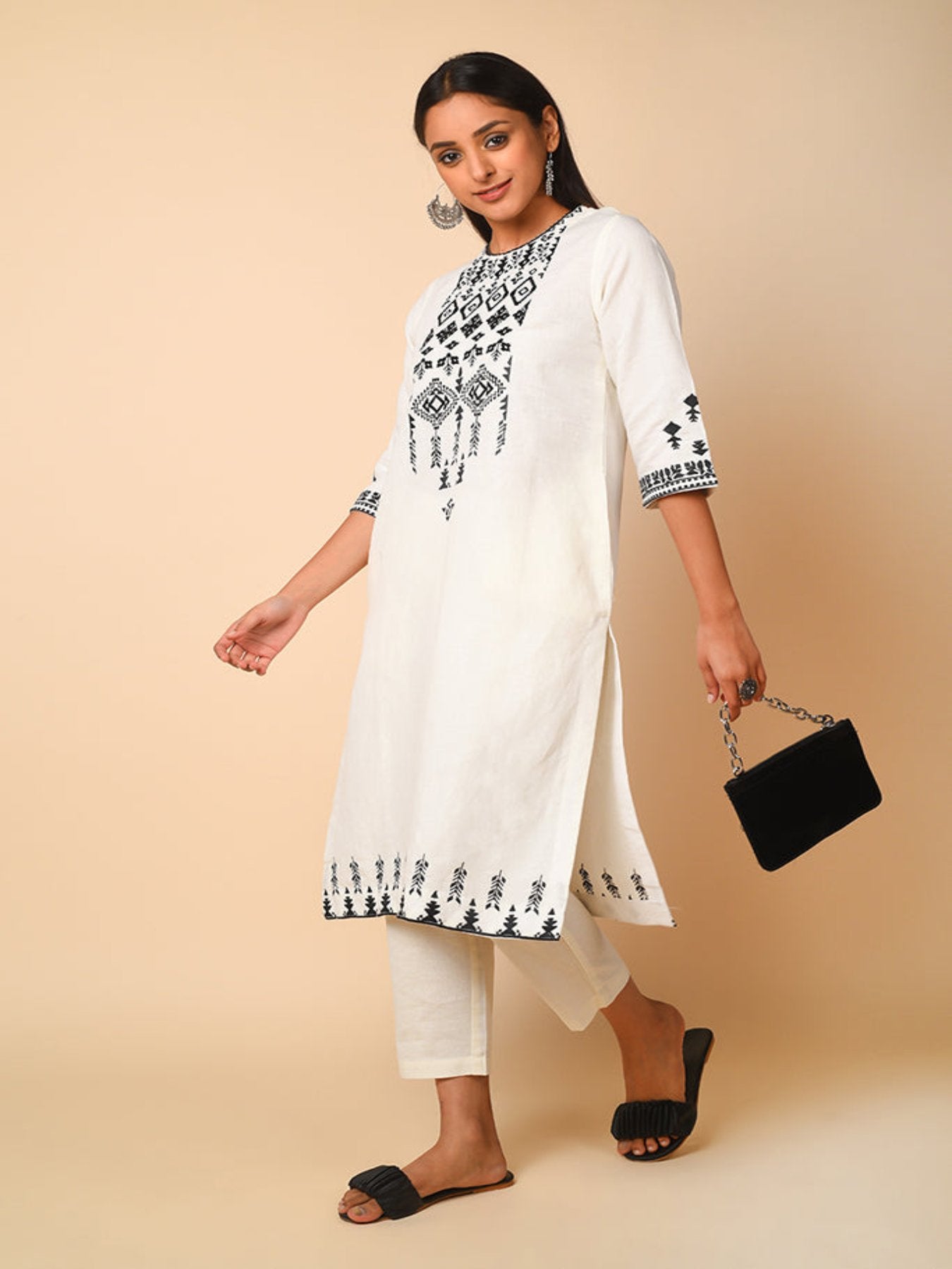 Monochrome Linen Kurta Set