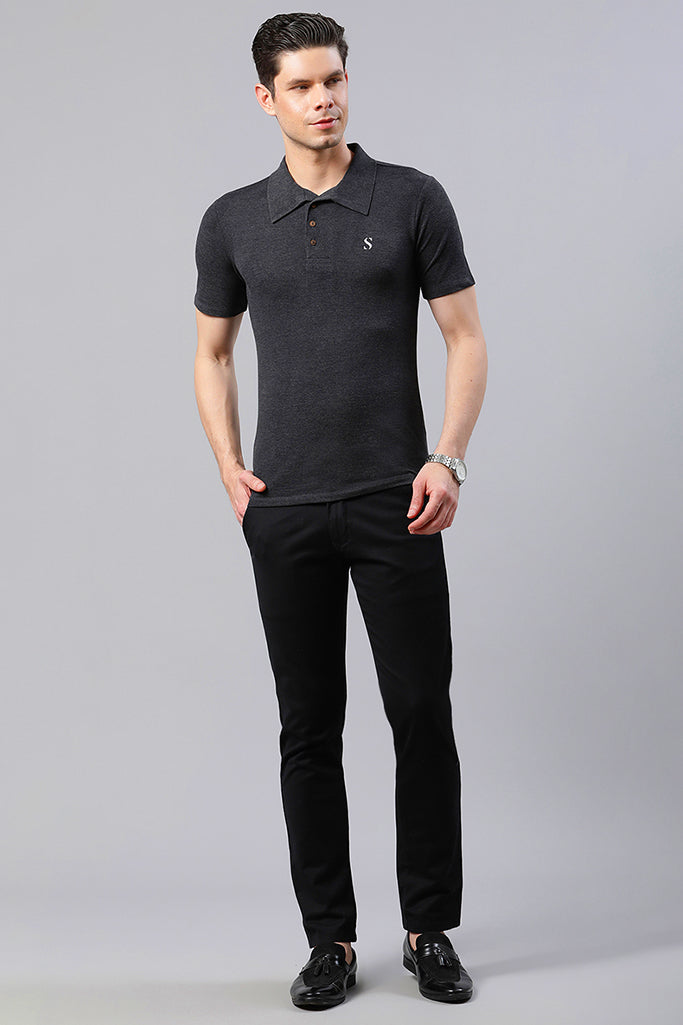 Charcoal Grey Solid T-Shirt