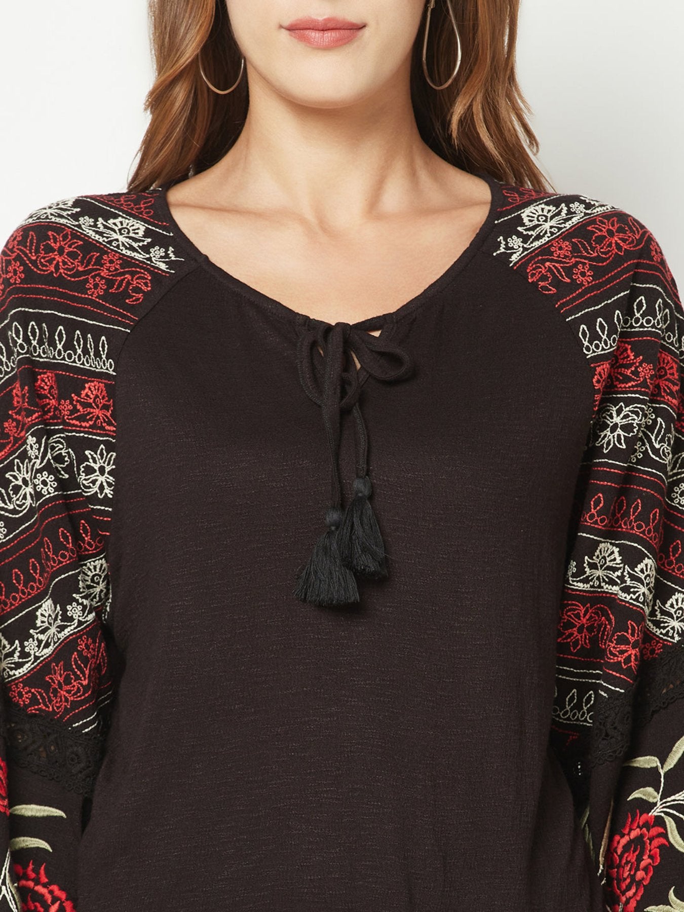 Embroidered Black Top