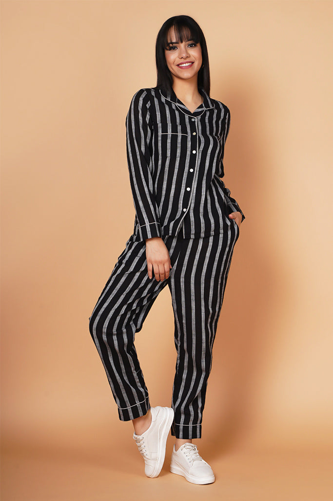 Black and Grey Striped Loungewear