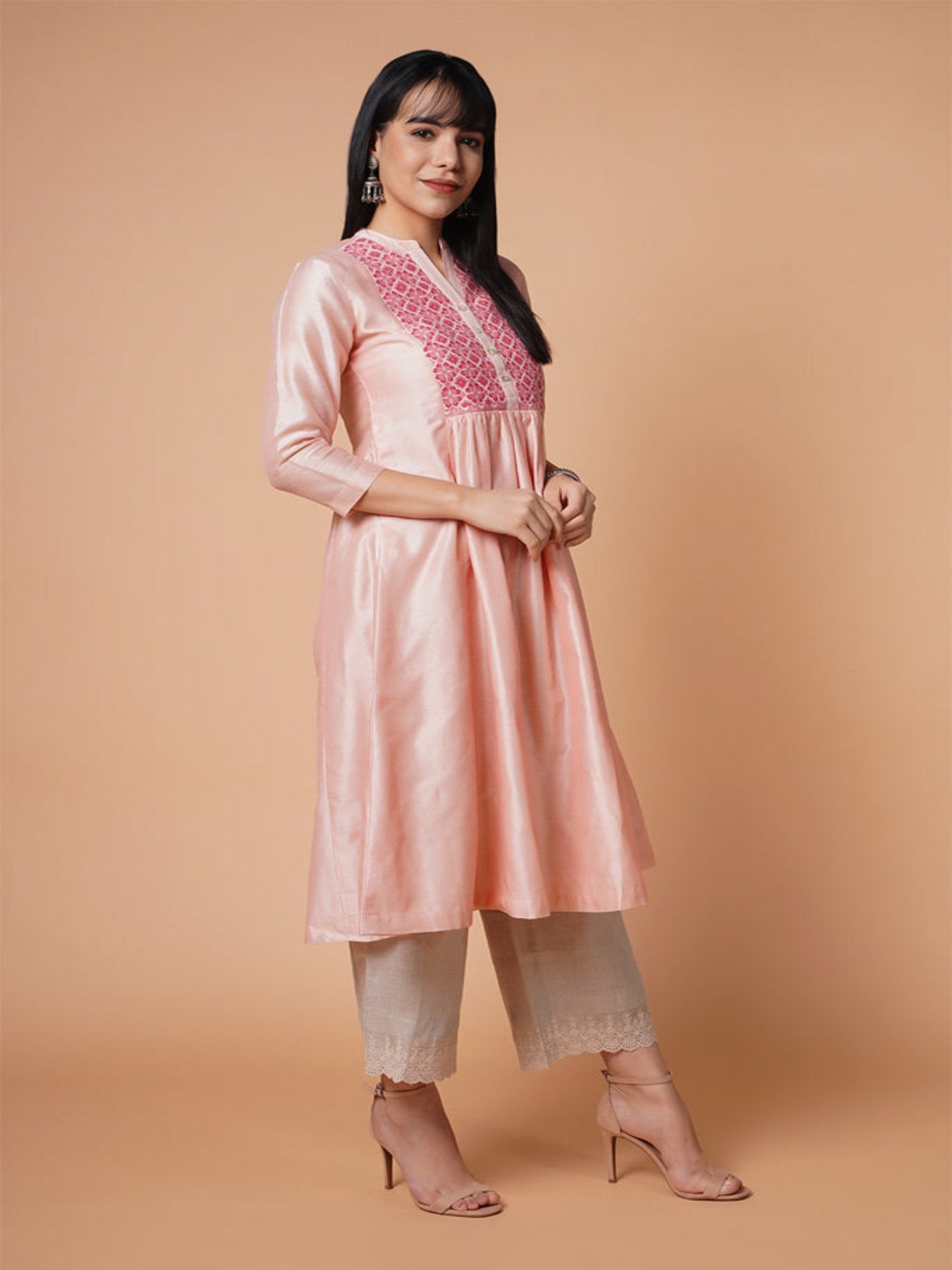 Pink Dating Chanderi Kurta