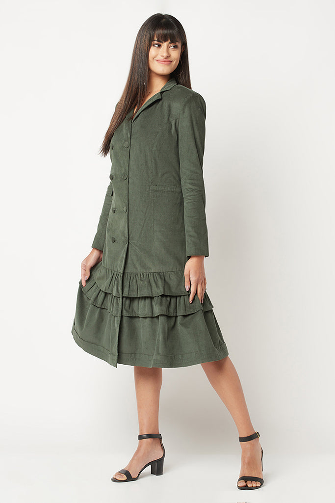 Deep Green Corduroy Dress