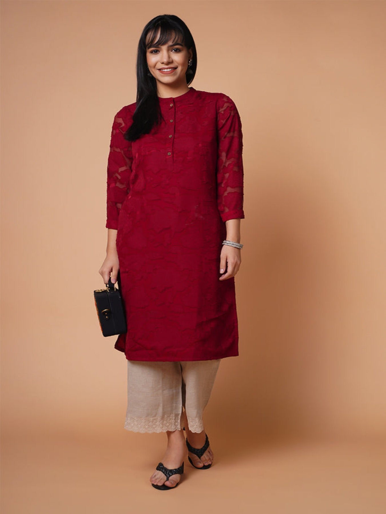 Floral Texture  Straight Kurta