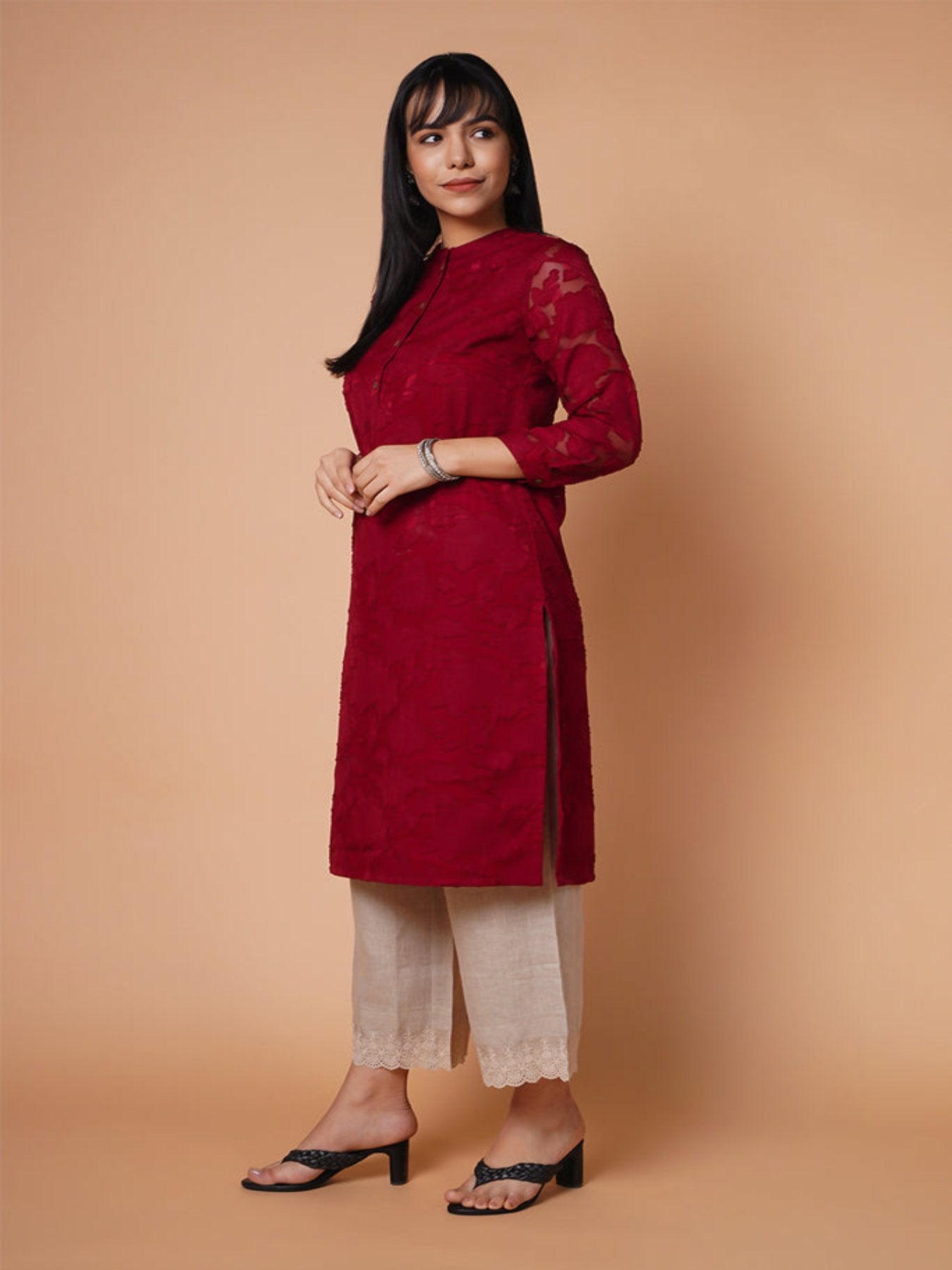 Floral Texture  Straight Kurta