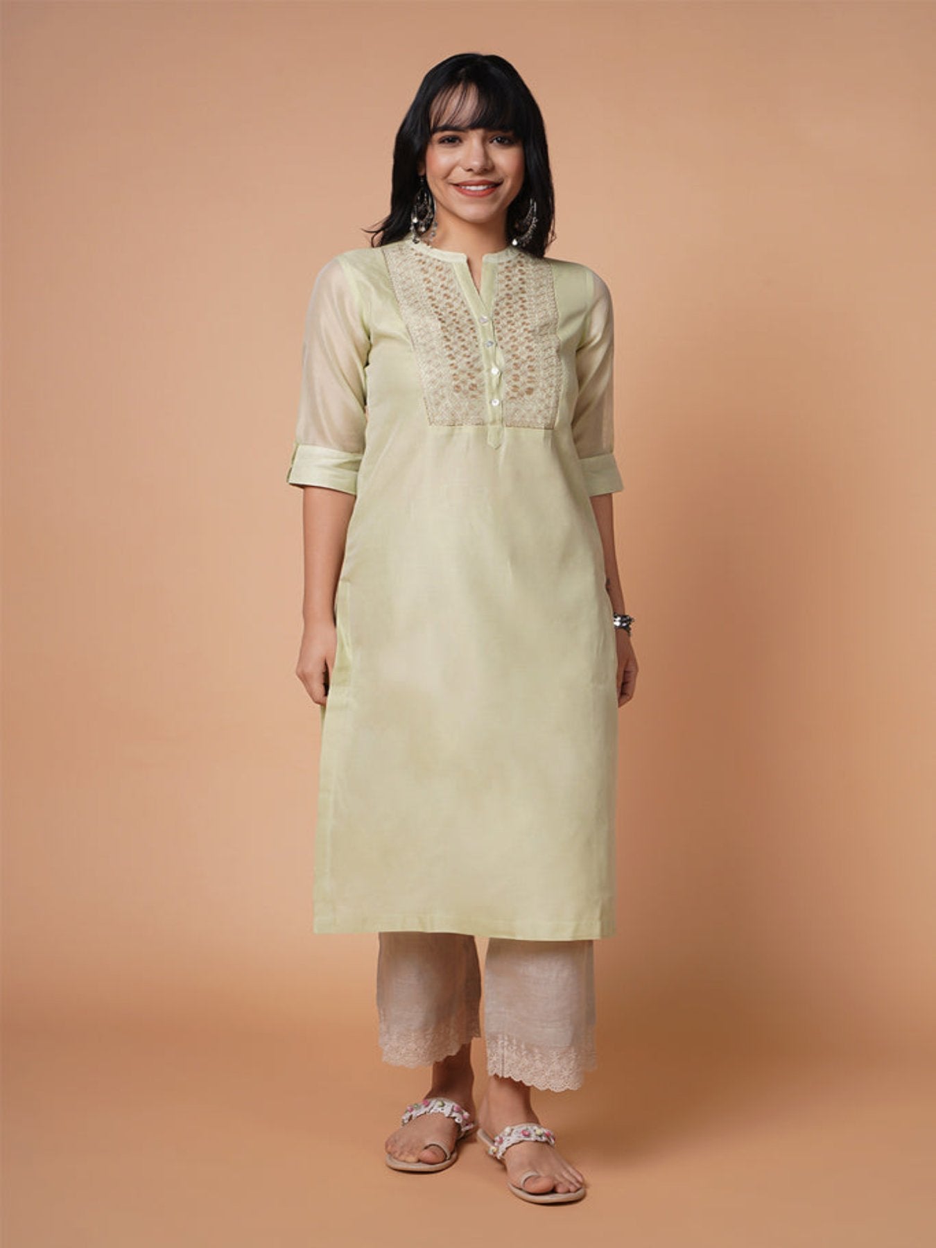 Leafy Chanderi  Kurta