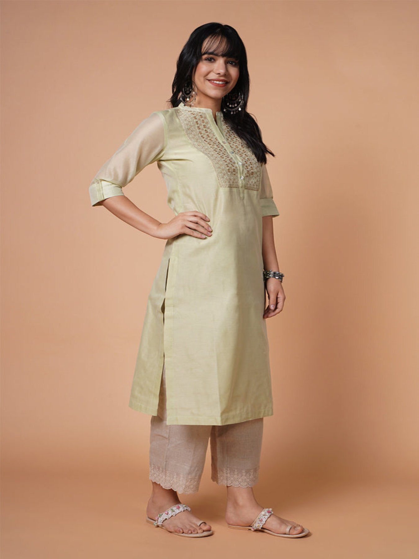 Leafy Chanderi  Kurta