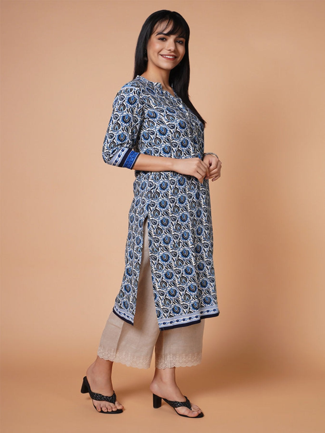 Ocean Print Straight Kurti