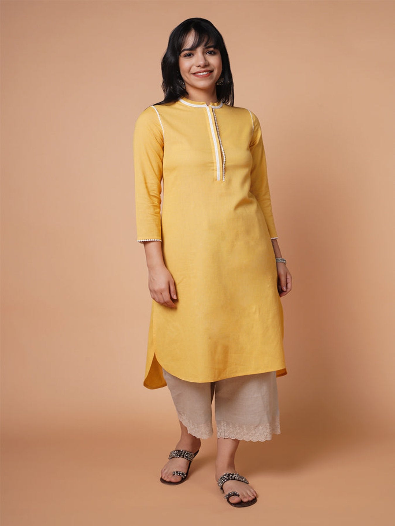 Summer Lemon Lace Kurta