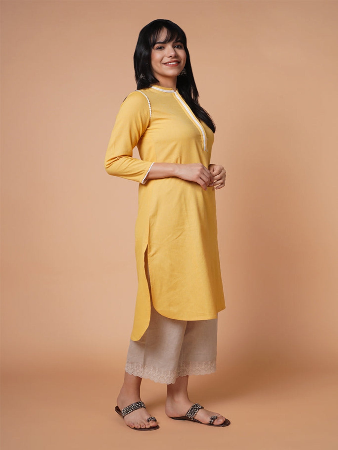 Summer Lemon Lace Kurta