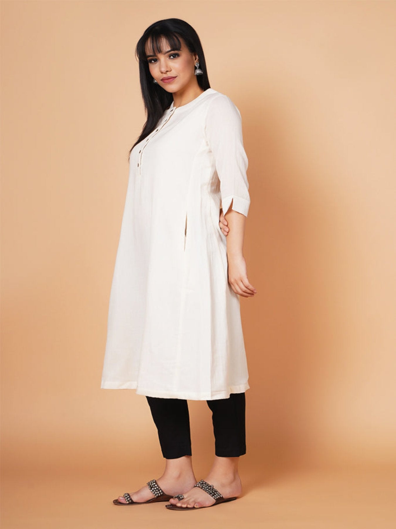 Barara Ivory Solid Aline Kurta