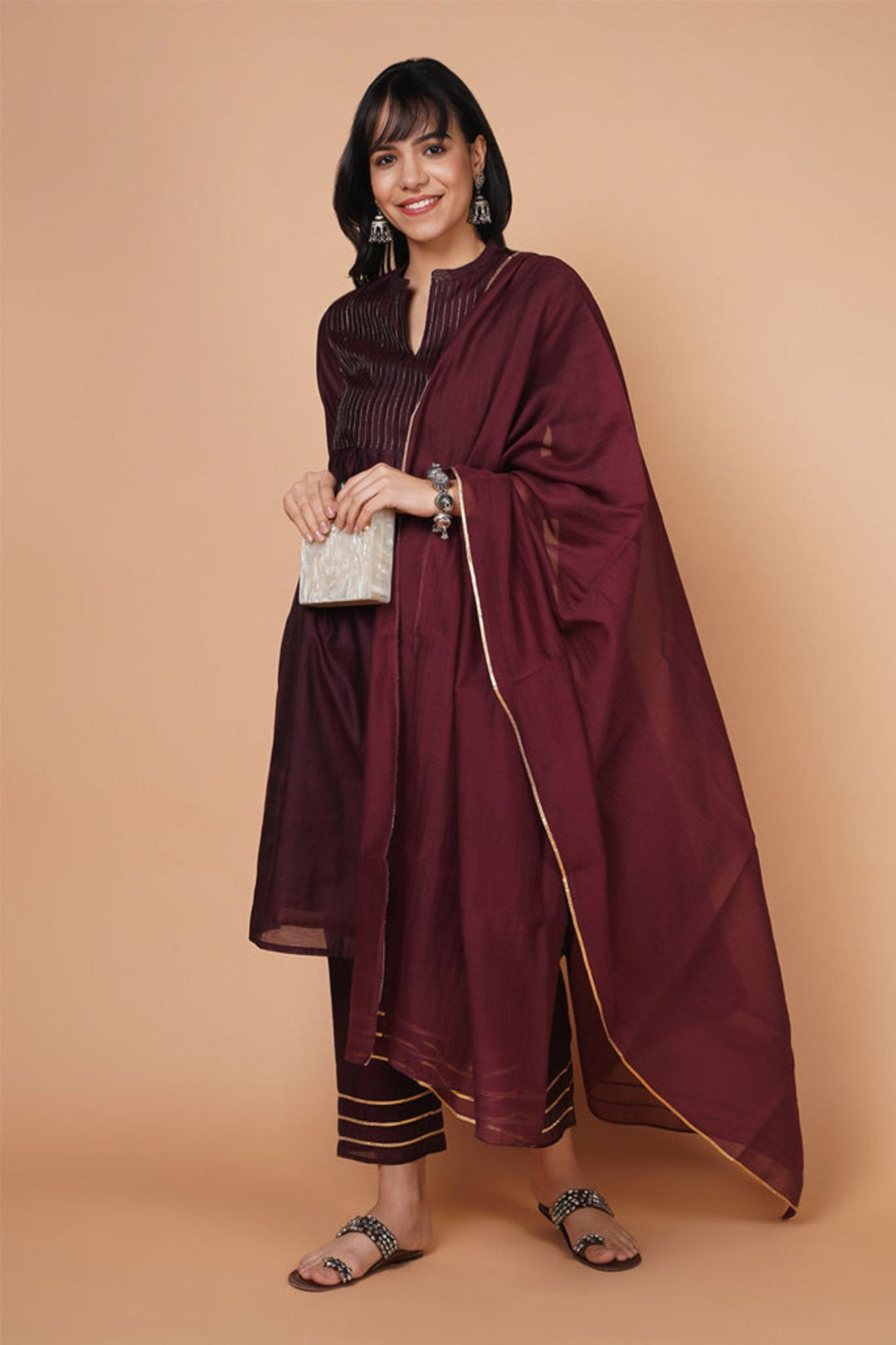 Wine Love Chanderi Kurta Set of 3