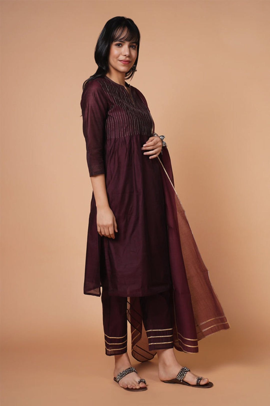 Wine Love Chanderi Kurta Set of 3