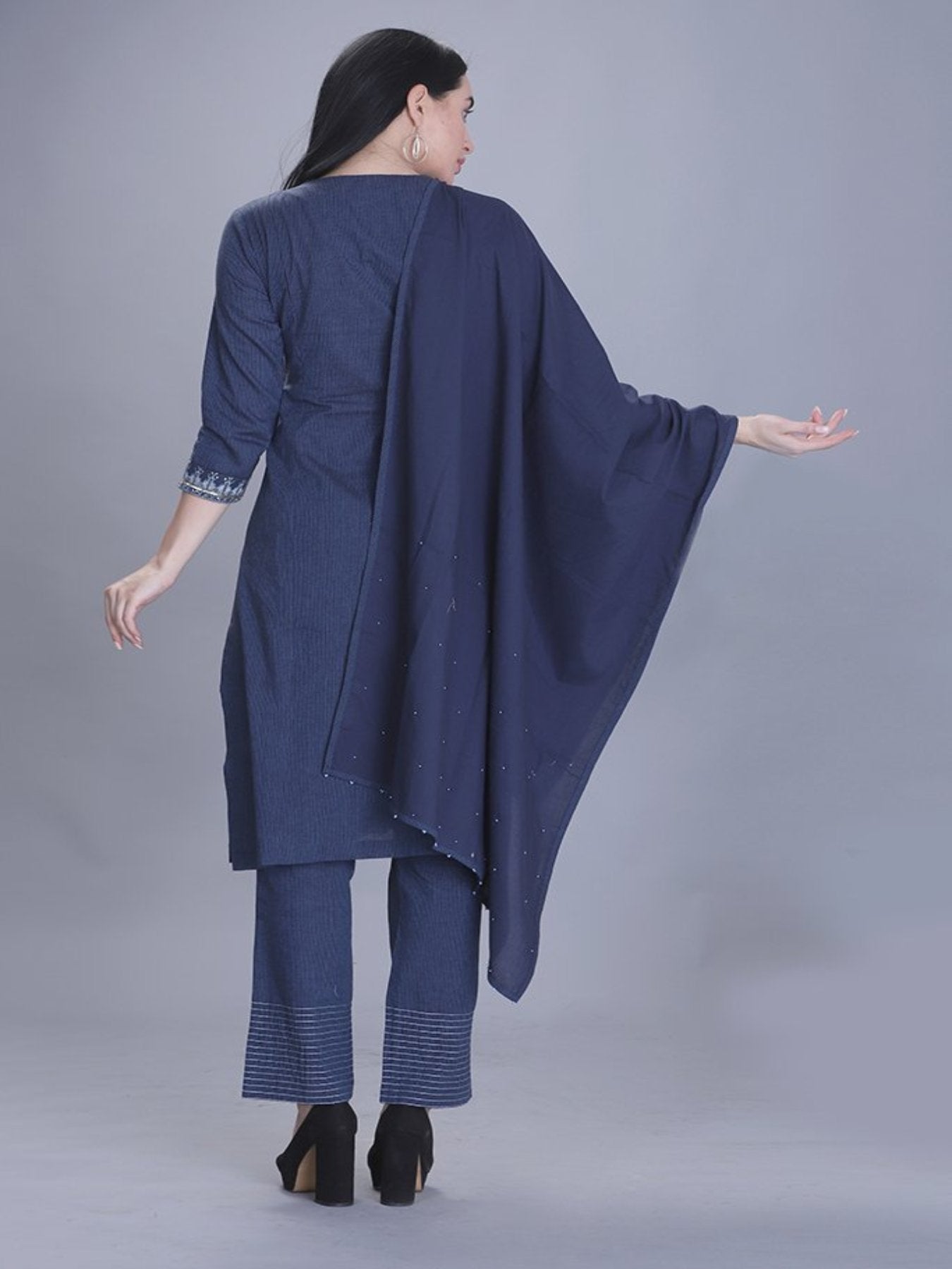 Bodacious Navy Blue Kurta Set With Dupatta - Barara Official