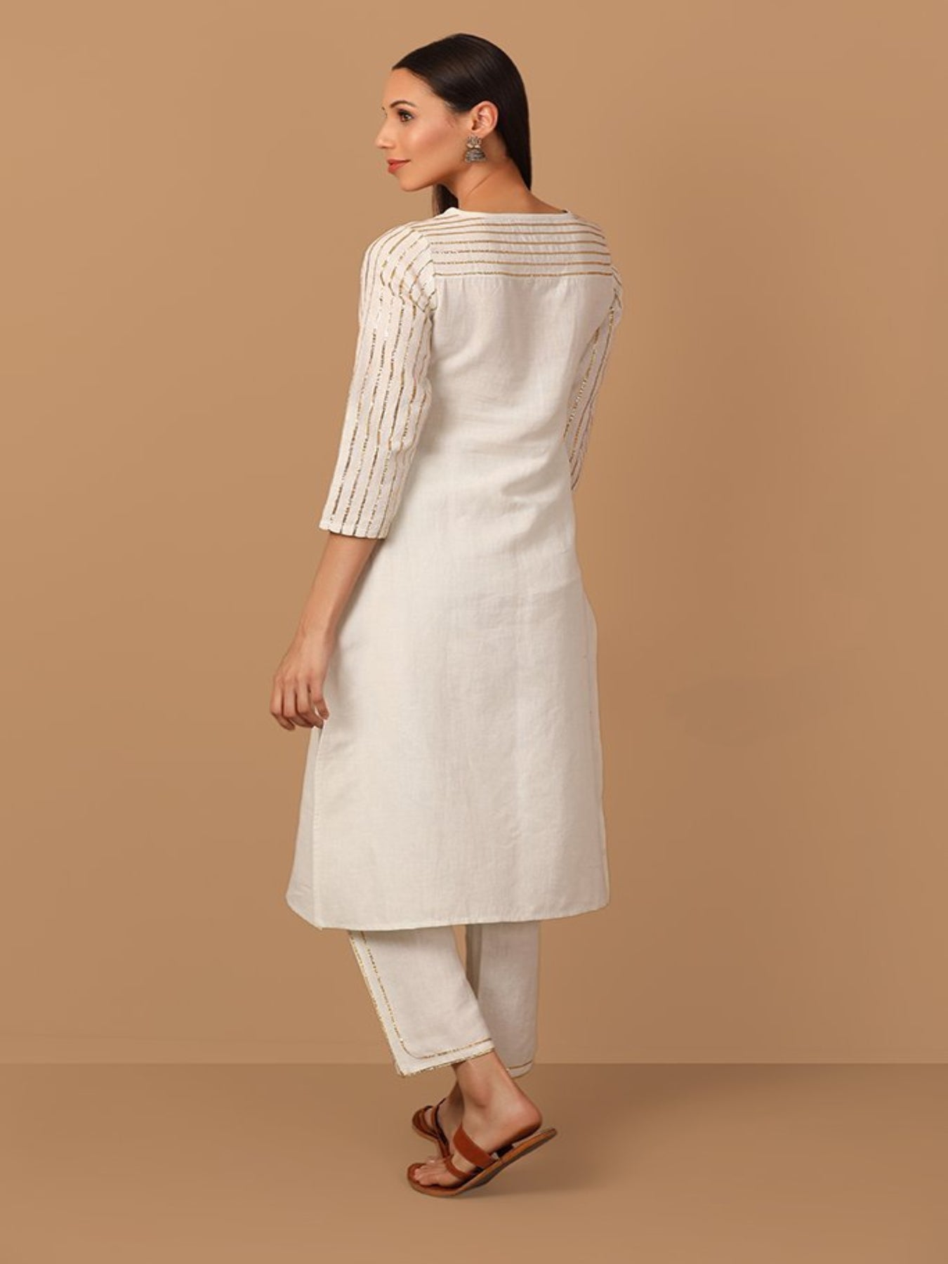 Creamish White Fusion Kurta Set - Barara Official