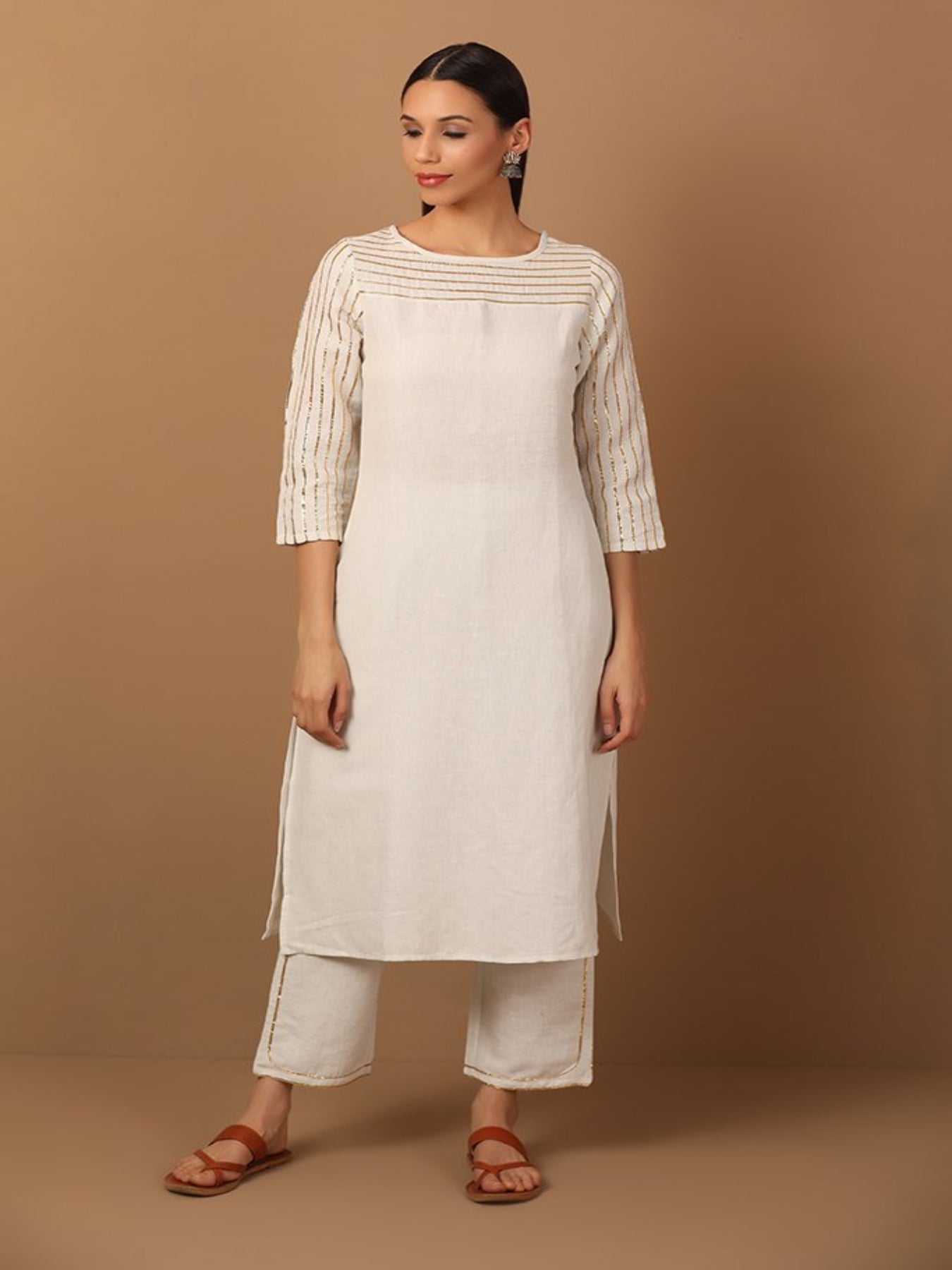 Creamish White Fusion Kurta Set - Barara Official