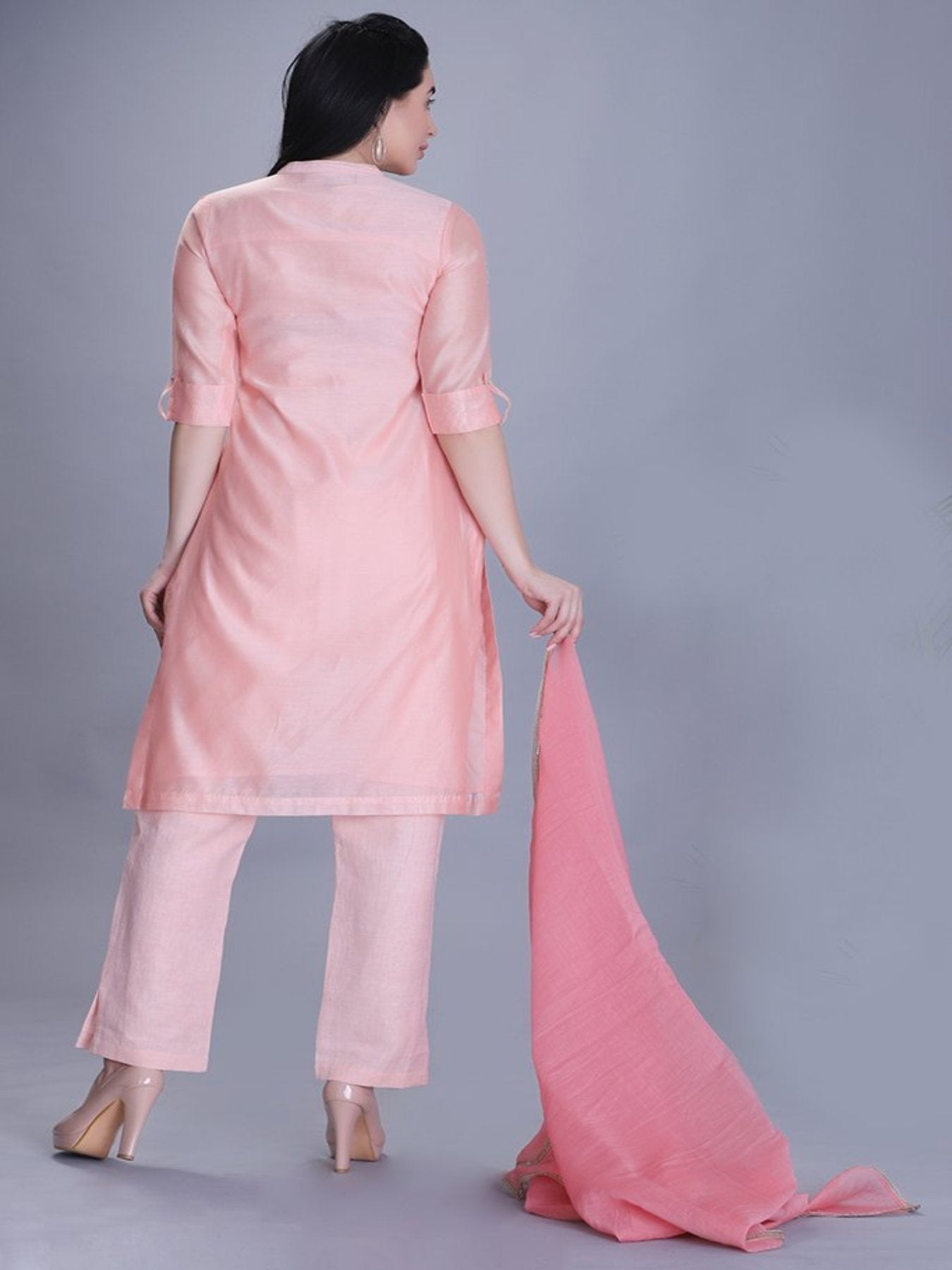 Plush Peach Kurta Set With Dupatta - Barara Official