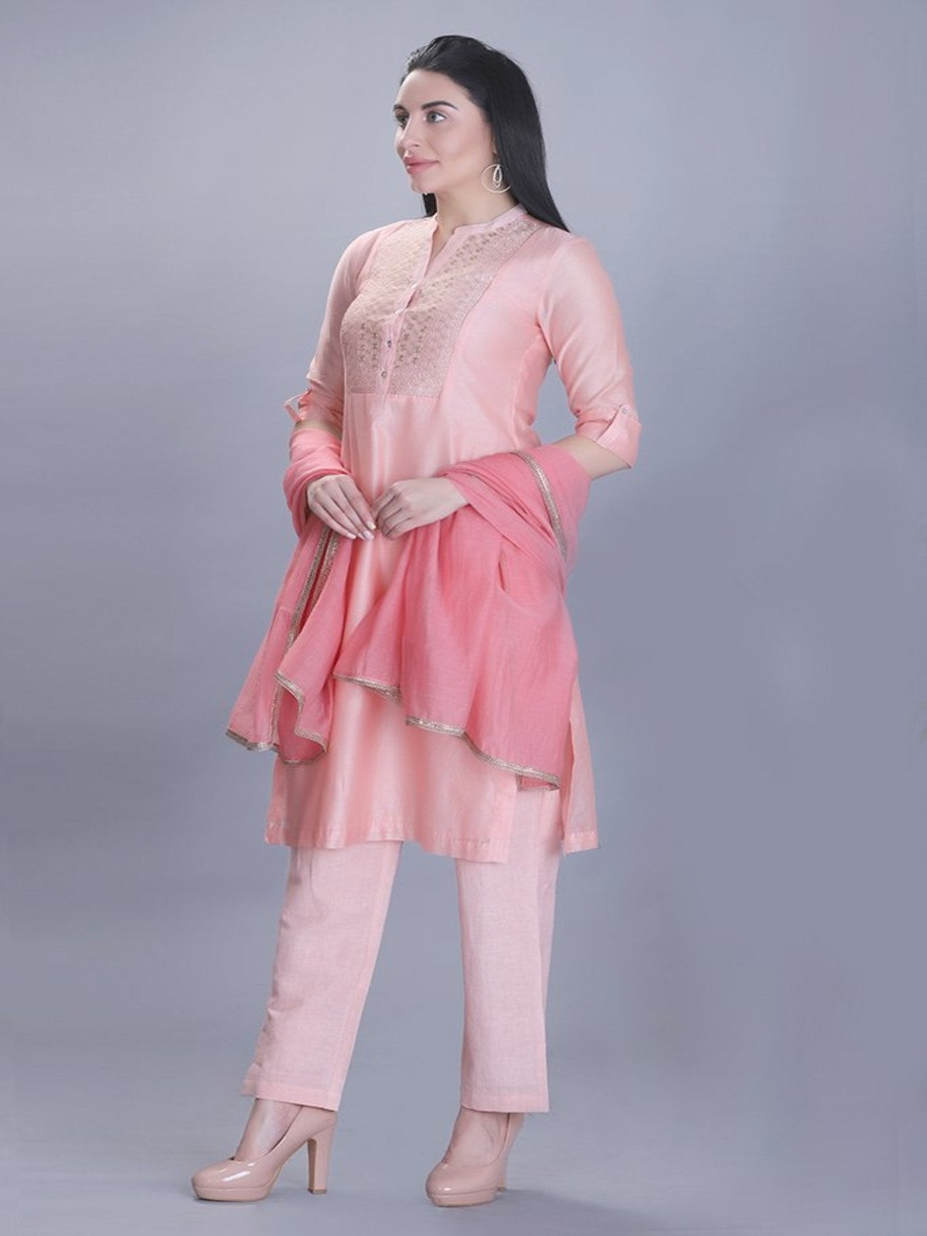 Plush Peach Kurta Set With Dupatta - Barara Official