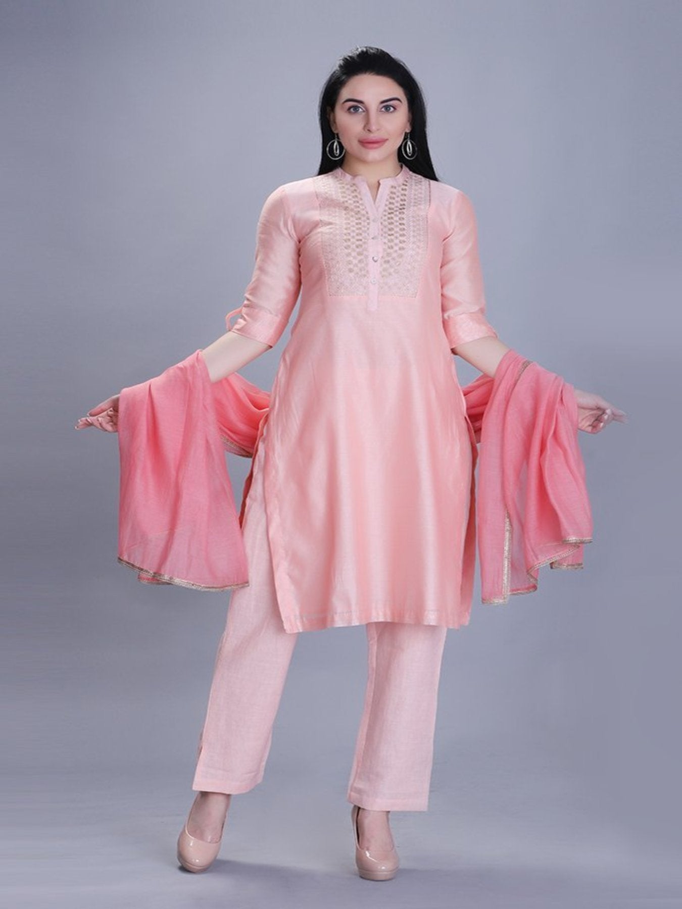 Plush Peach Kurta Set With Dupatta - Barara Official